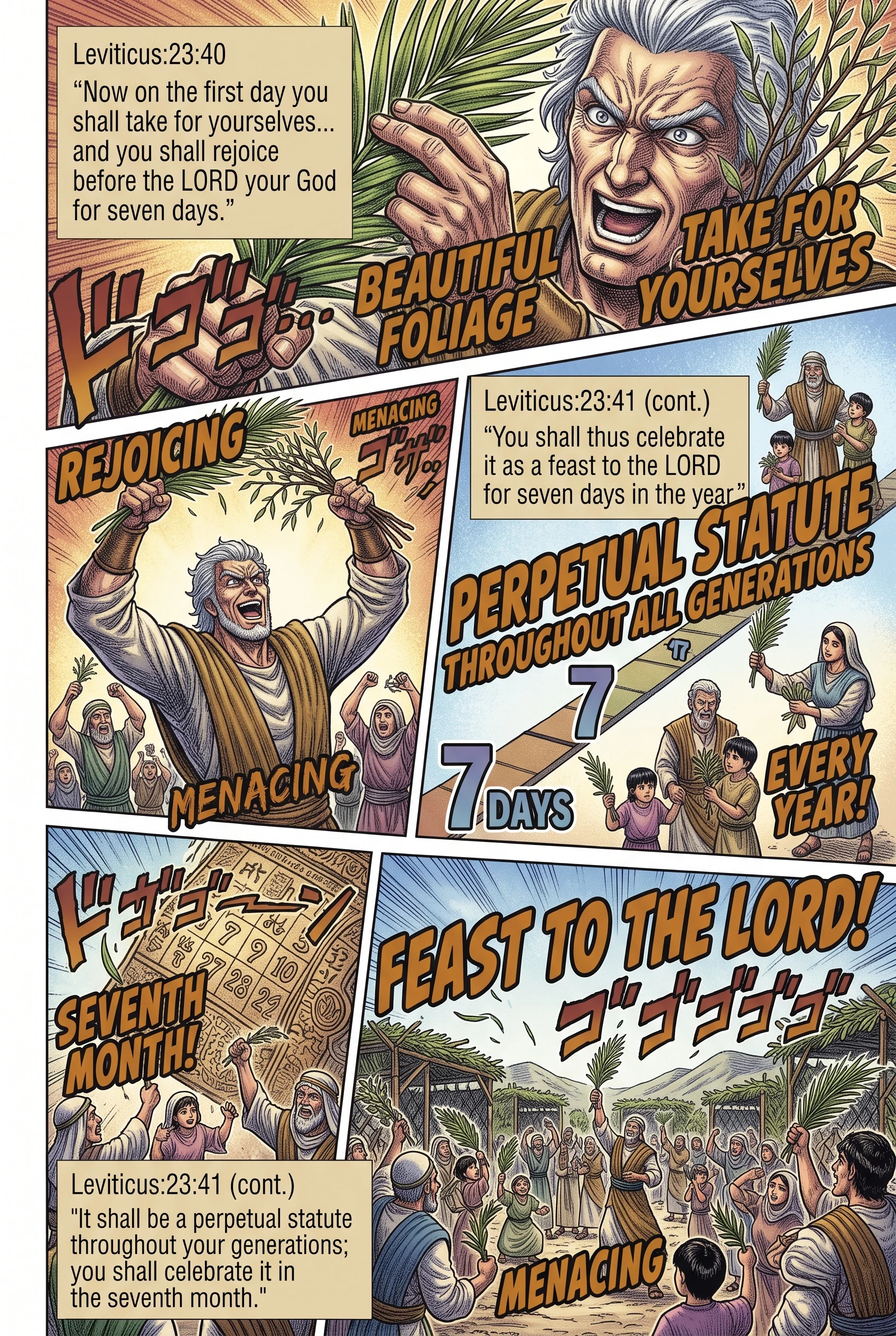 Leviticus 23 illustration: Rejoicing with Branches Before the Lord