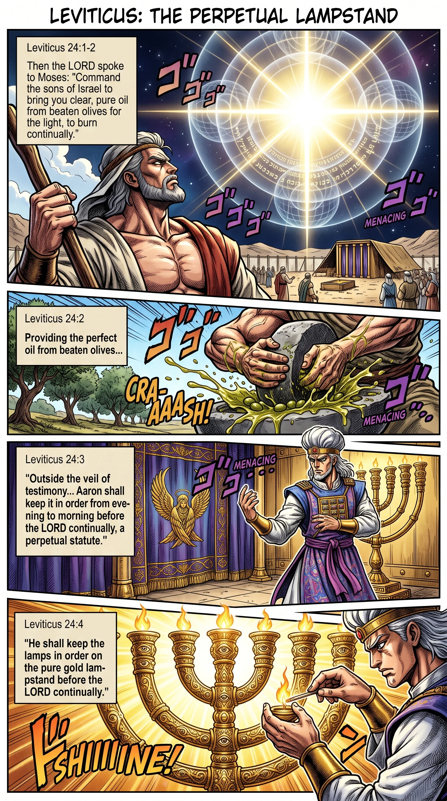 Leviticus 24 illustration: The Lord Commands Oil for the Lampstand
