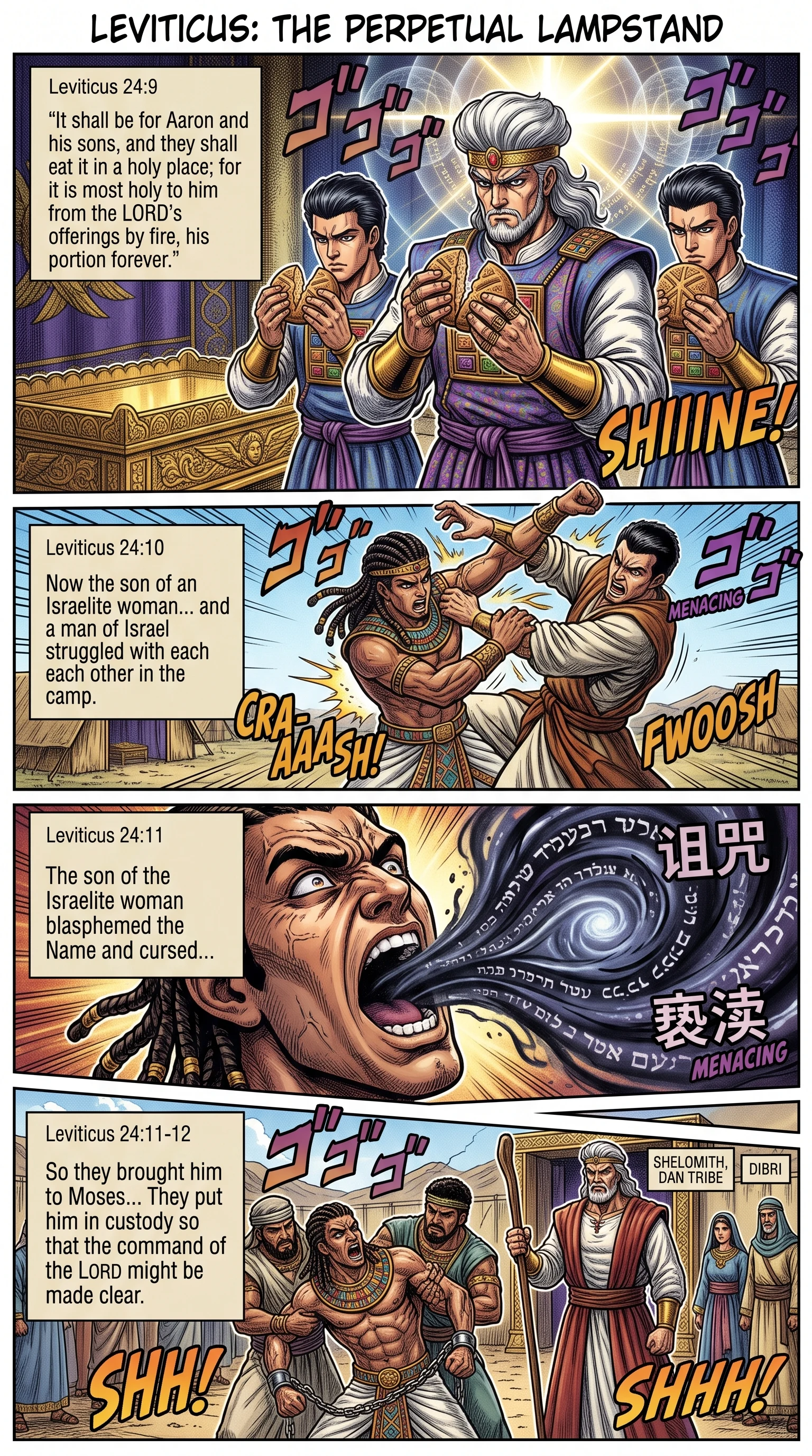 Leviticus 24 illustration: The Priests' Bread; a Blasphemer Held in Custody