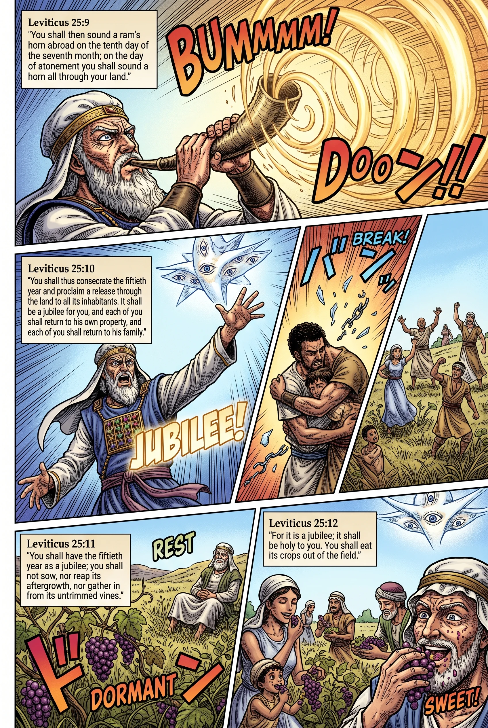 Leviticus 25 illustration: The Trumpet Sounds Liberty in the Fiftieth Year
