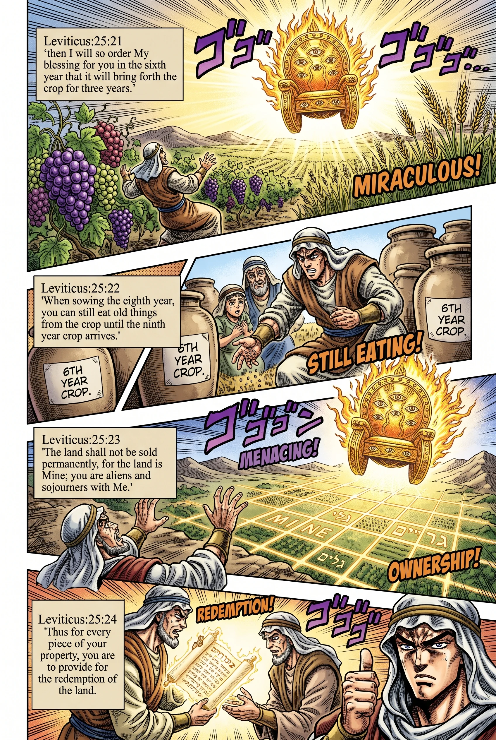 Leviticus 25 illustration: Triple Harvest Promised; the Land Reverts, Never Sold Forever