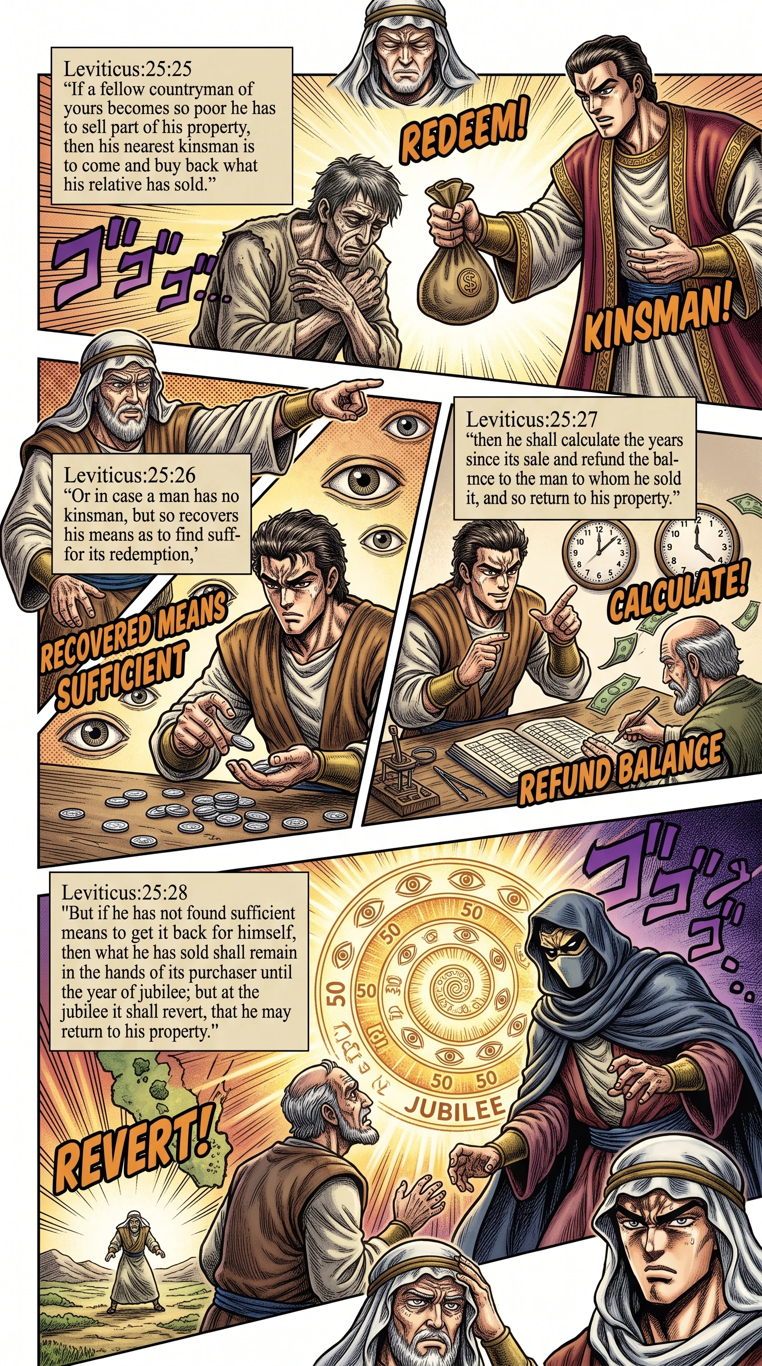 Leviticus 25 illustration: The Kinsman Redeemer Buys Back the Land