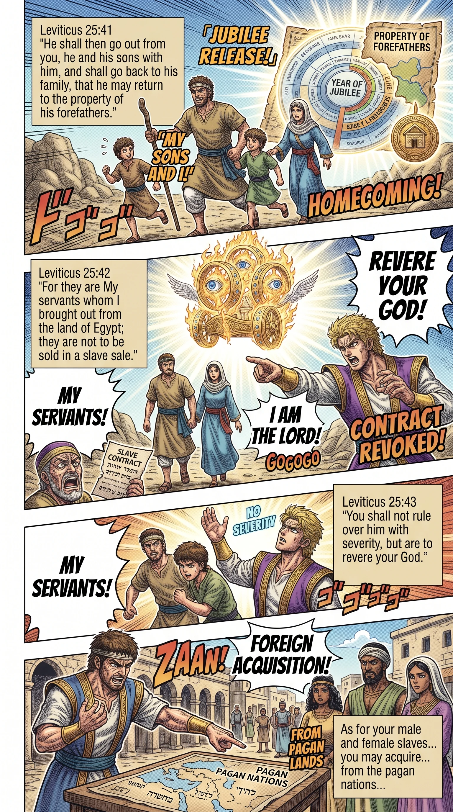 Leviticus 25 illustration: Released at Jubilee to His Own Family and Land