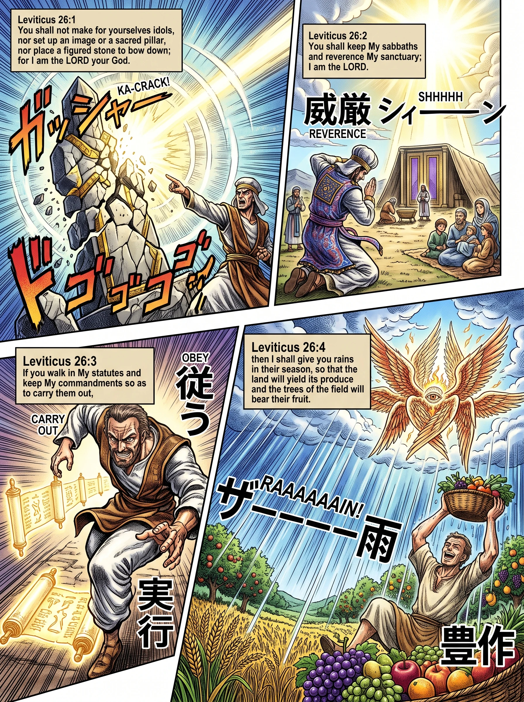 Leviticus 26 illustration: No Idols; Keep My Sabbaths and Reap Abundant Rain