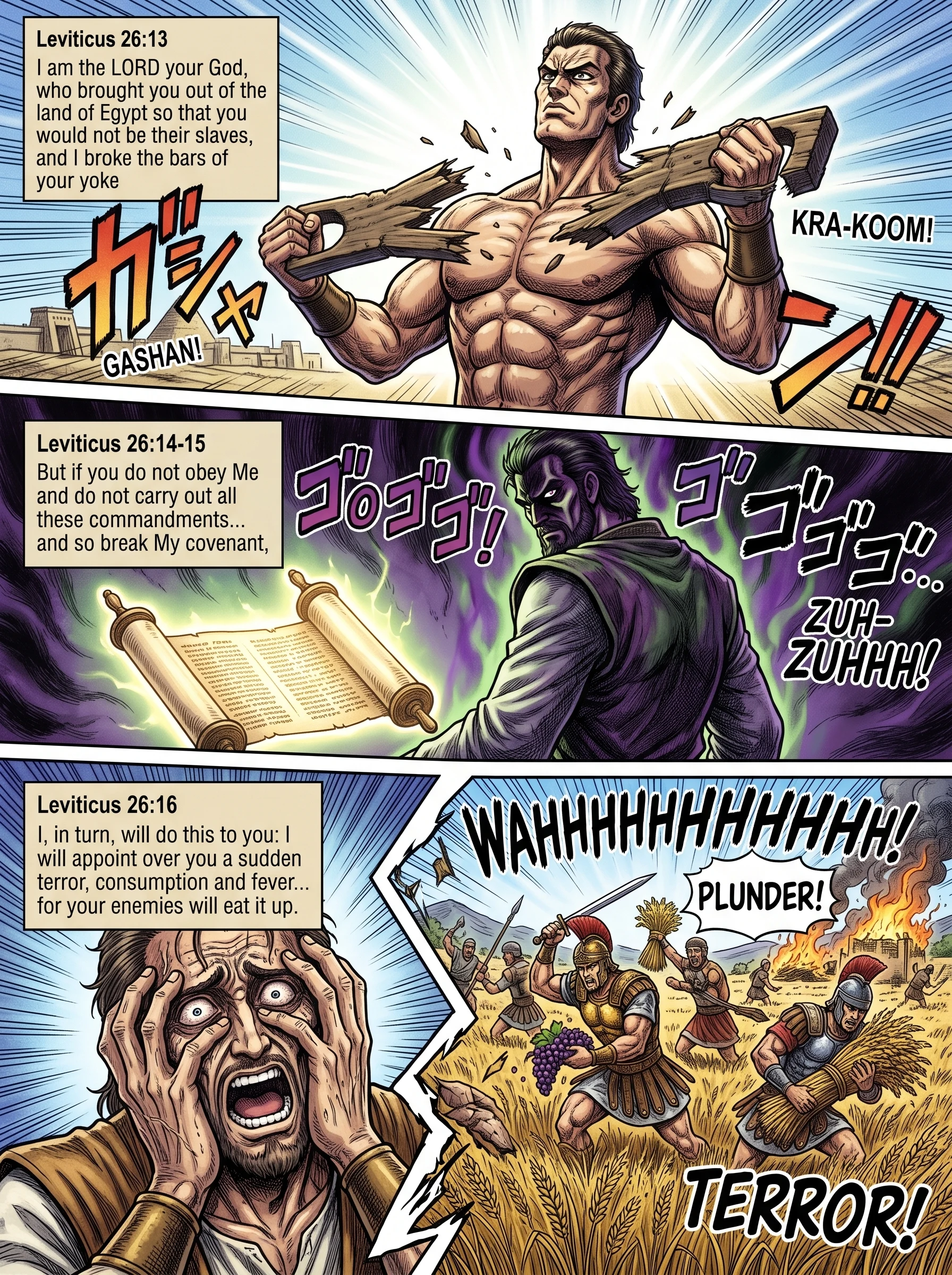 Leviticus 26 illustration: Broken Yoke, Broken Covenant: Terror, Disease, and Defeat