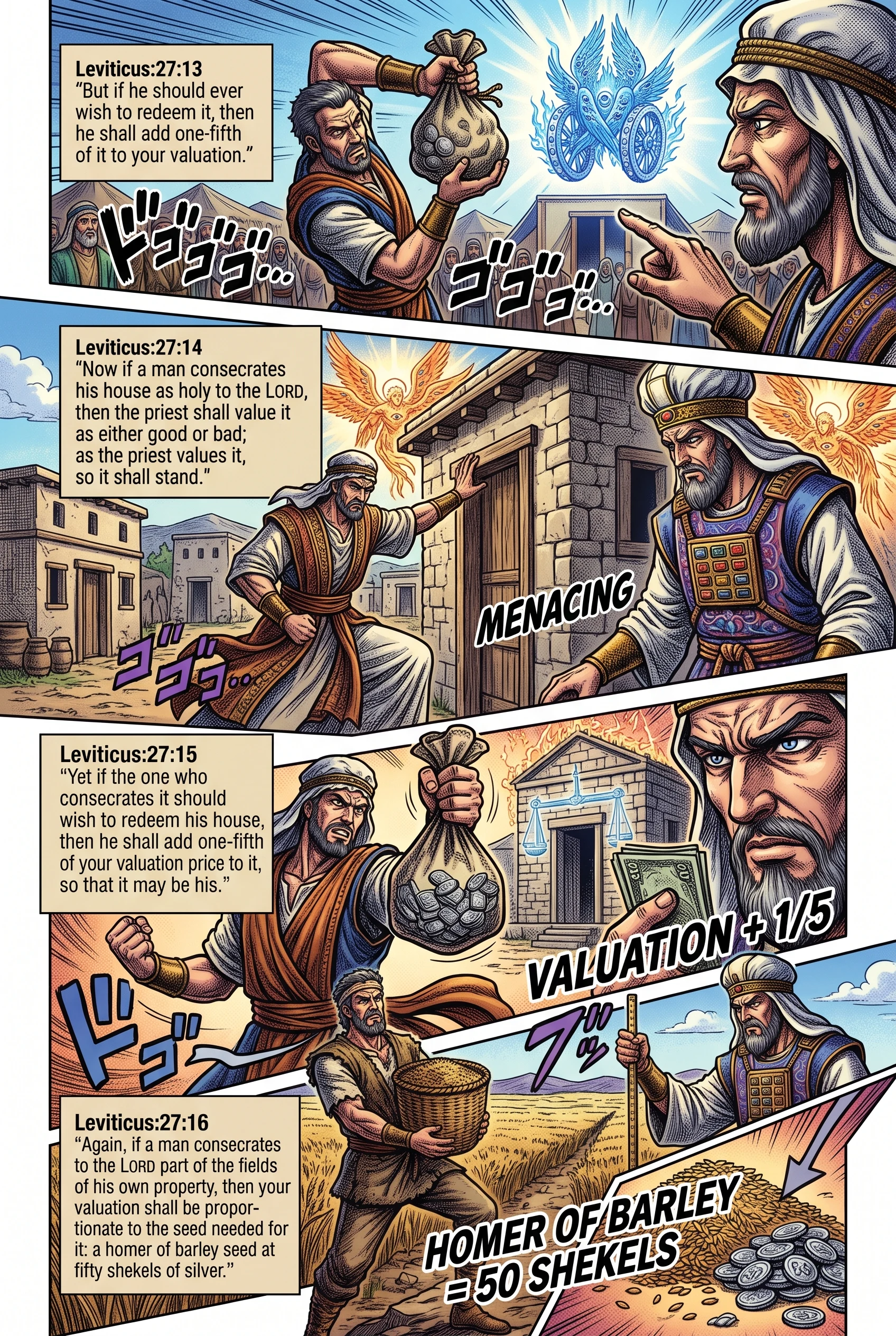Leviticus 27 illustration: Redeeming a Vow With a Fifth Added; Valuing a House
