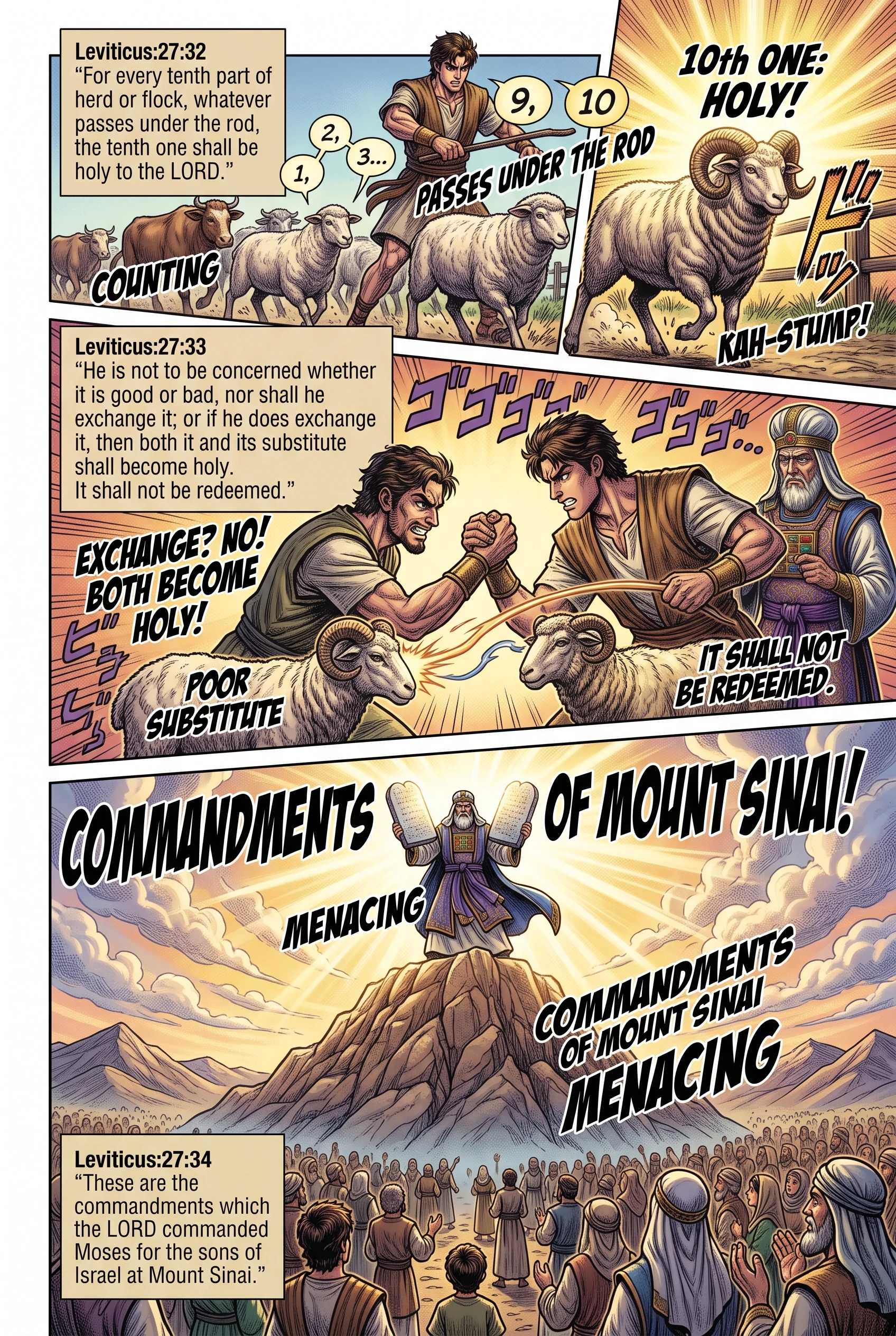 Leviticus 27 illustration: The Tenth Animal Under the Shepherd's Rod Is Holy
