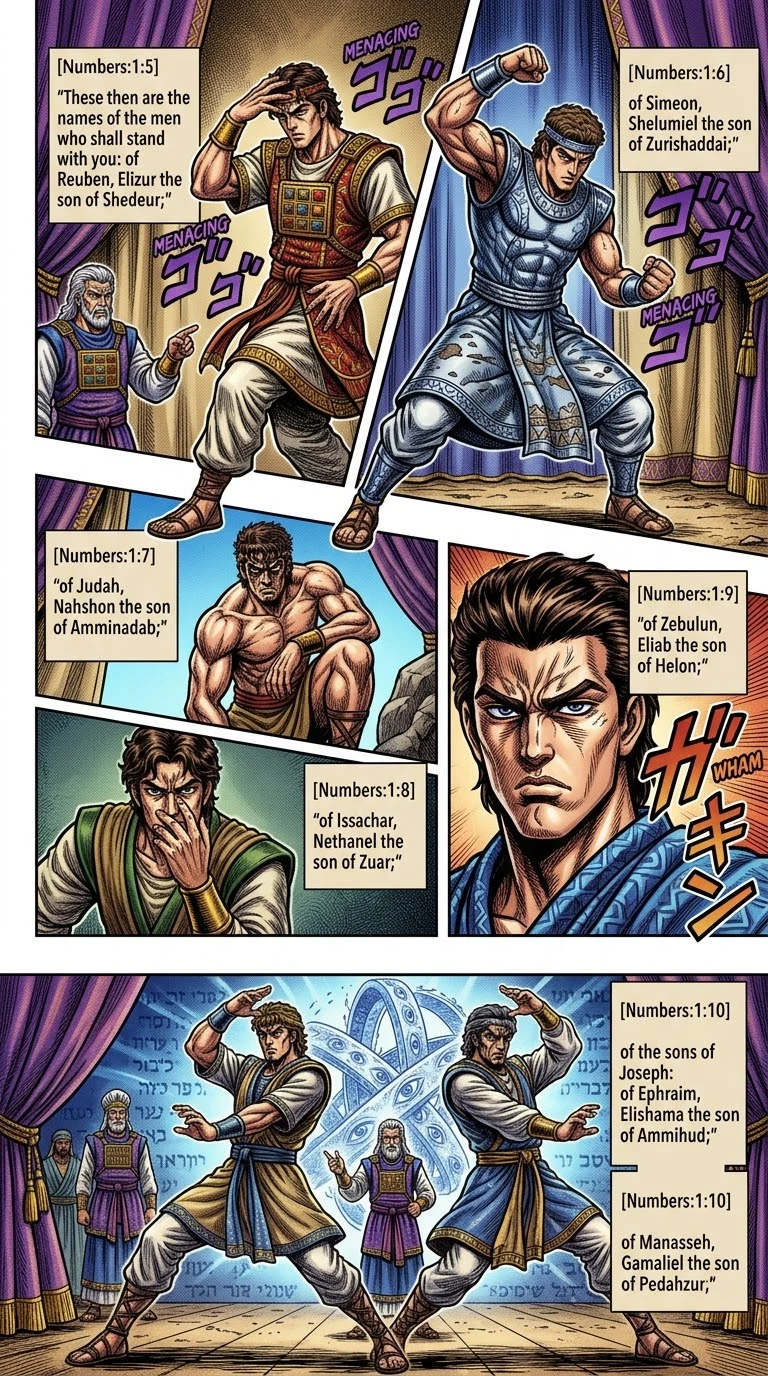 Numbers 1 illustration: Naming the Leaders of Reuben Through Manasseh