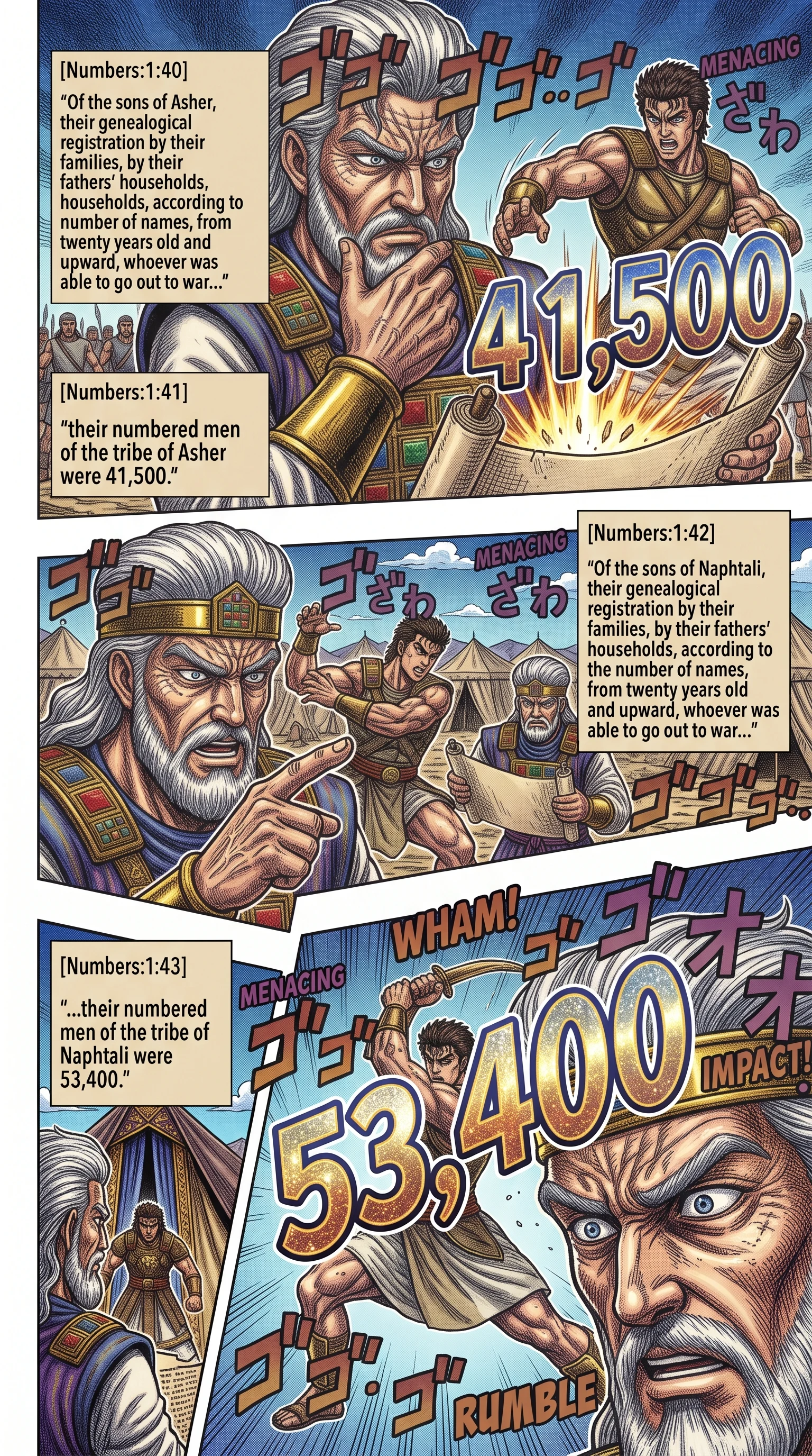 Numbers 1 illustration: Numbering Asher and Naphtali