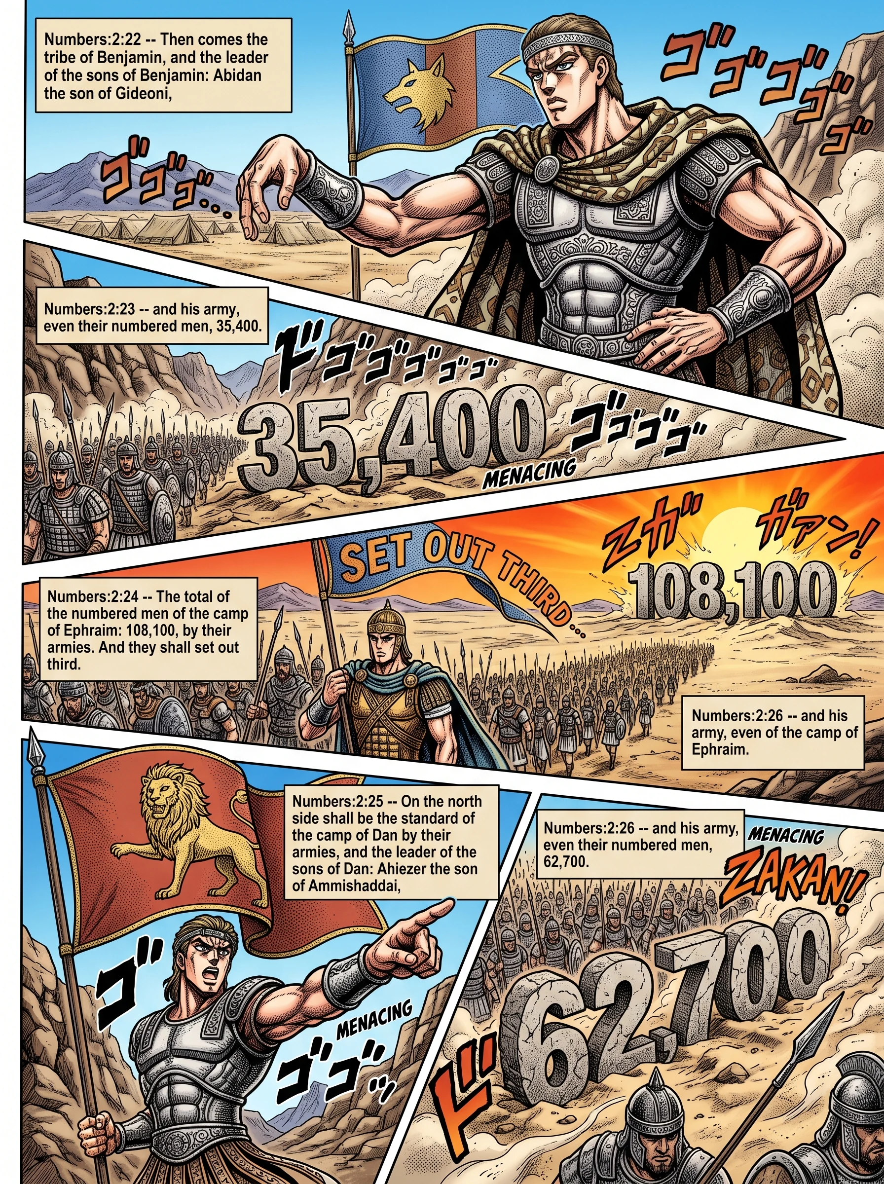 Numbers 2 illustration: Benjamin Joins Ephraim; Dan's Standard on the North