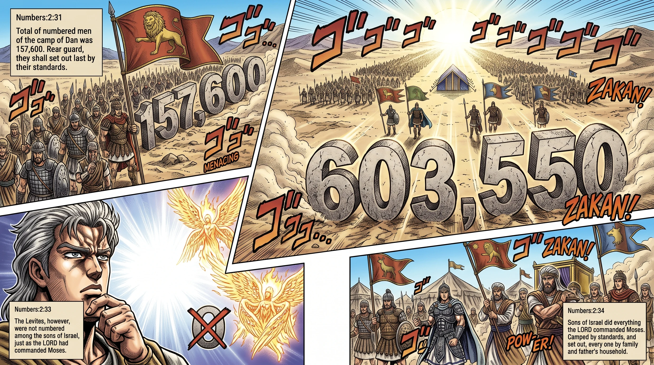 Numbers 2 illustration: The Grand Total; Israel Camps as Commanded