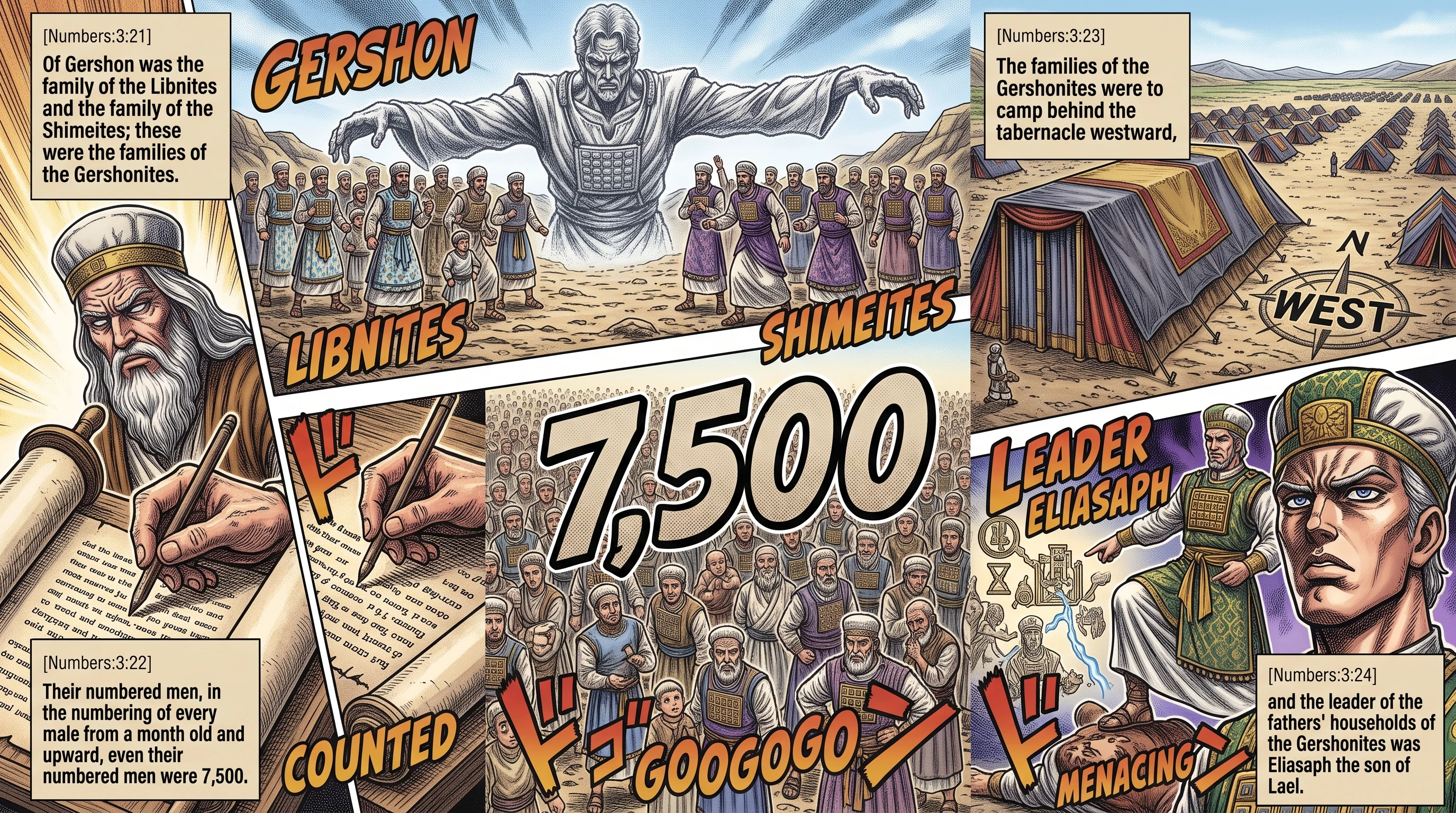 Numbers 3 illustration: The Gershonites Numbered and Assigned