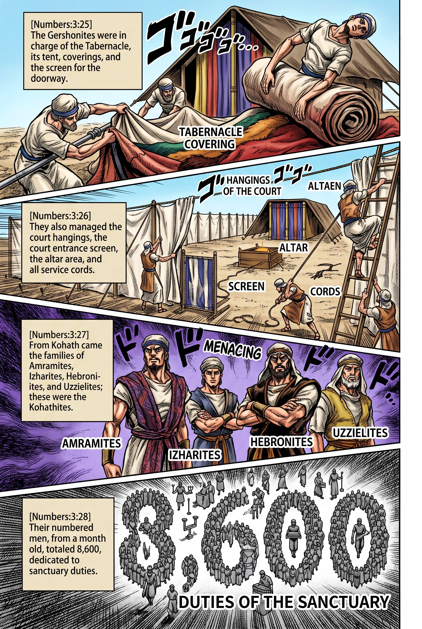 Numbers 3 illustration: The Gershonites' Duty: the Tabernacle Coverings