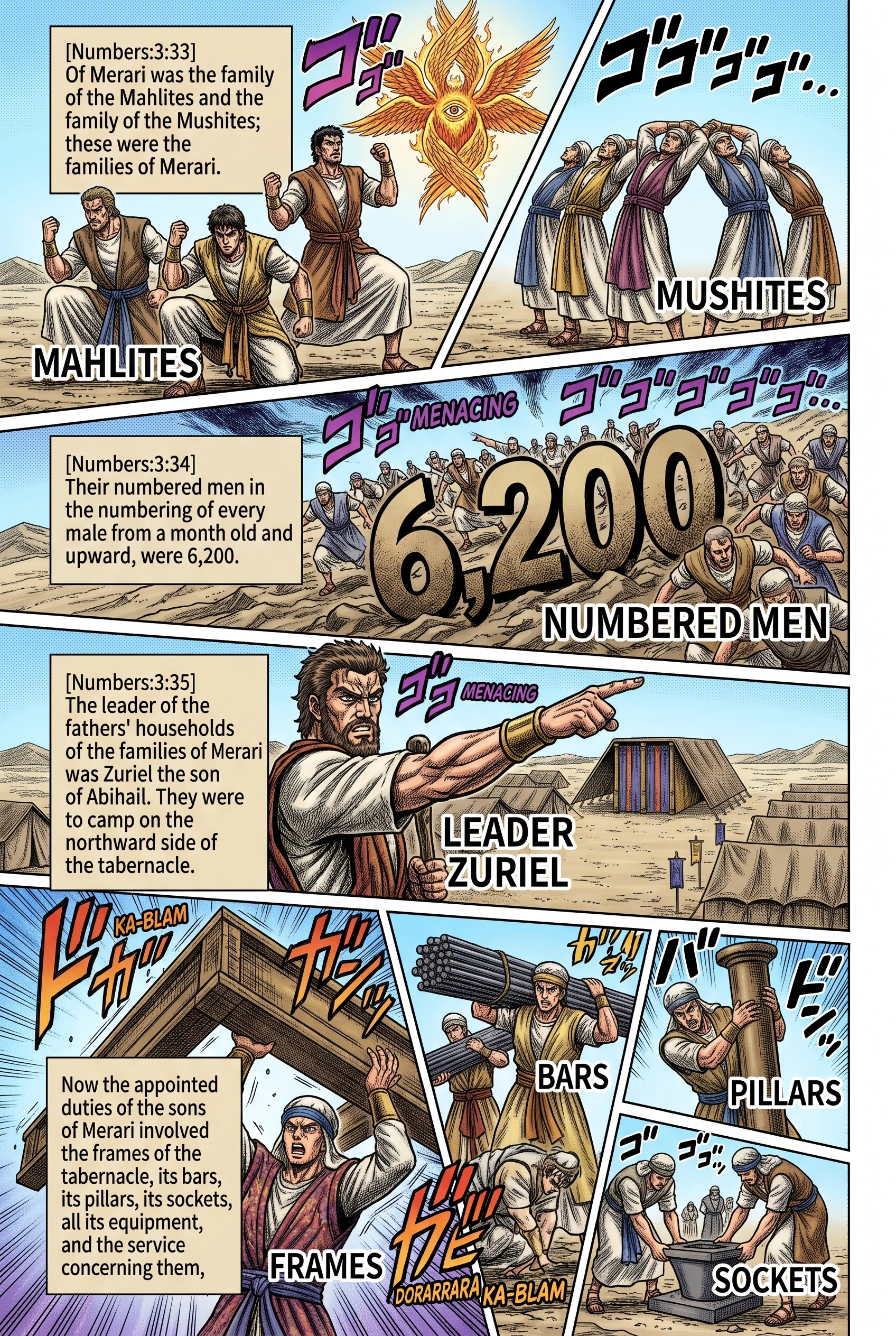 Numbers 3 illustration: The Merarites Numbered and Assigned