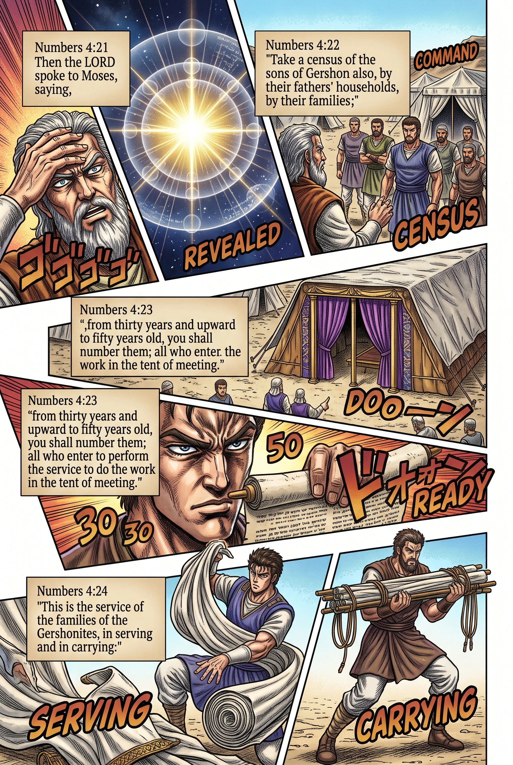 Numbers 4 illustration: Census of the Gershonites Commanded