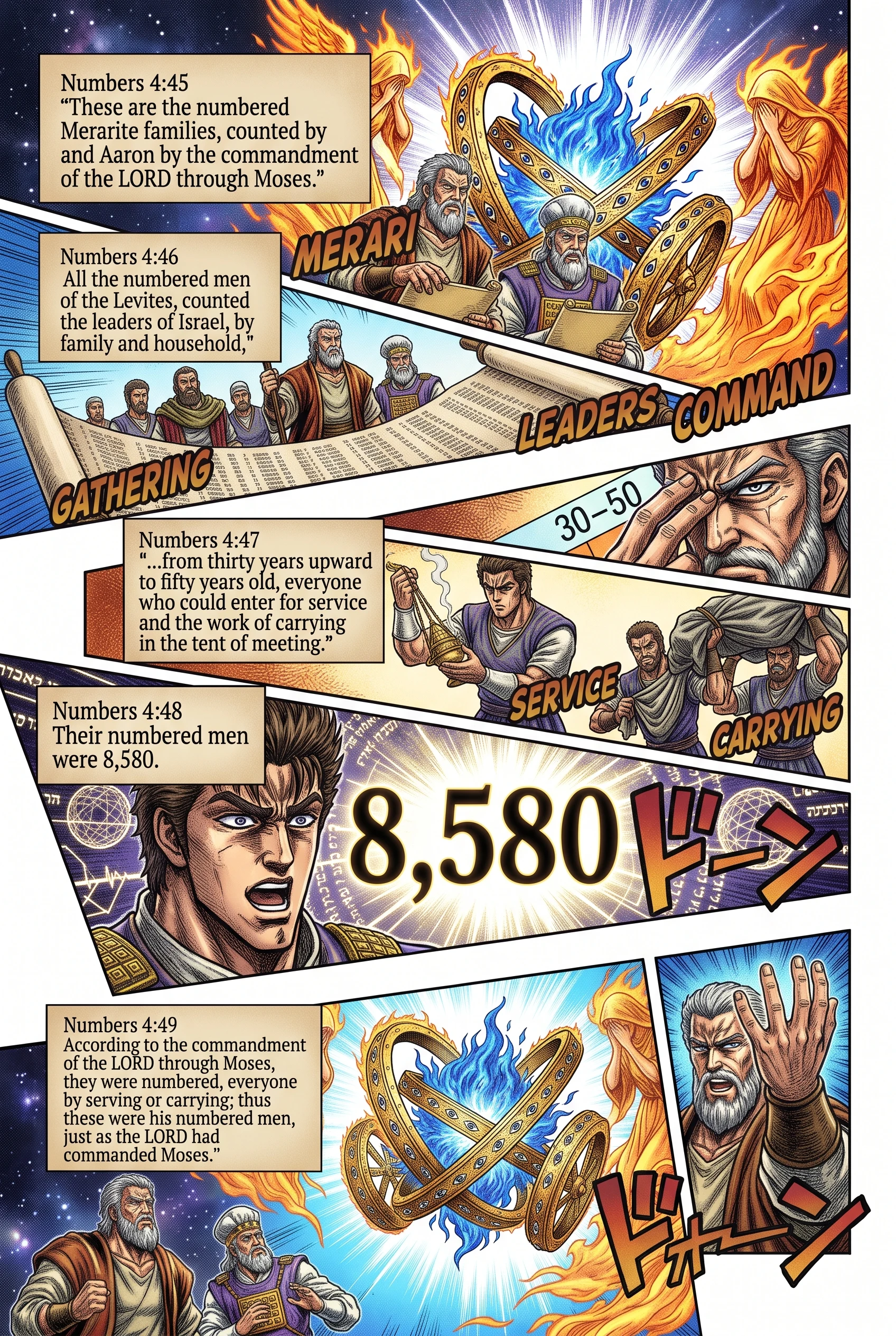Numbers 4 illustration: Total of 8,580 Levites Serving