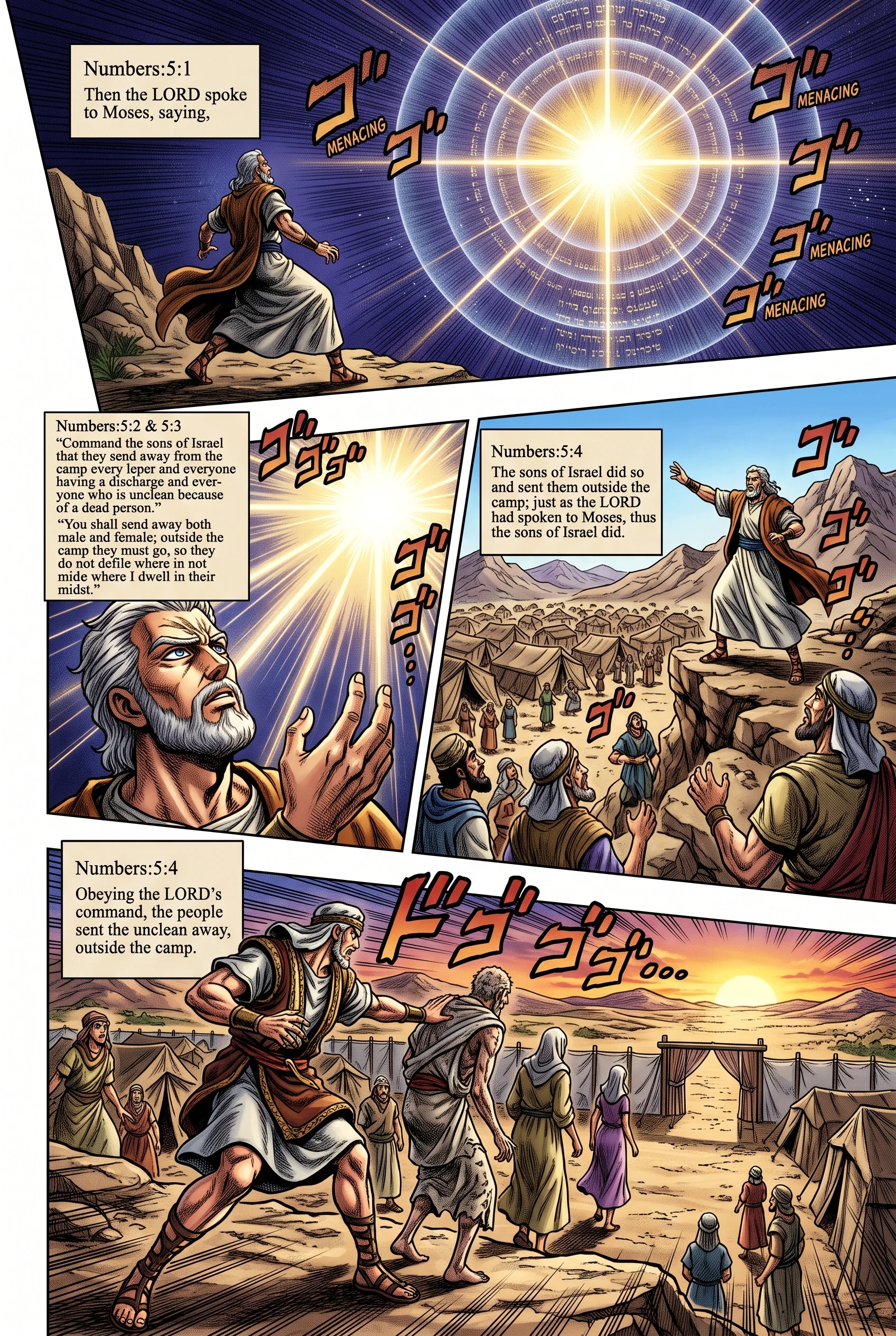Numbers 5 illustration: The Unclean Sent Outside the Camp