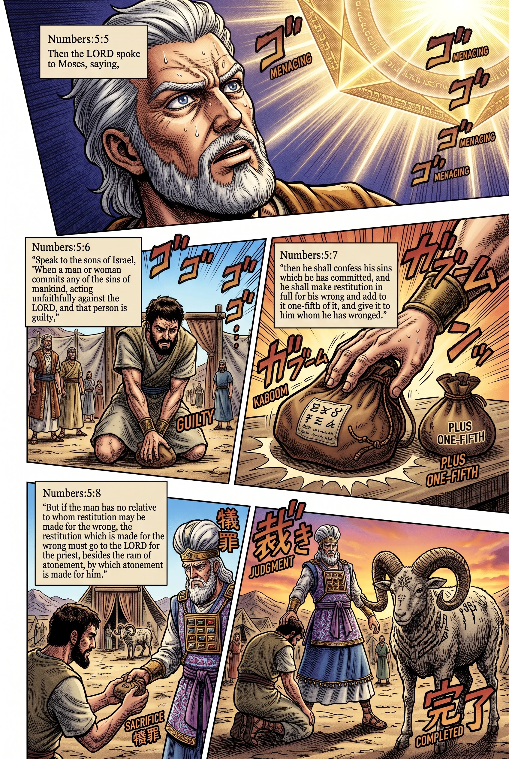 Numbers 5 illustration: Confession and Restitution Plus One-Fifth