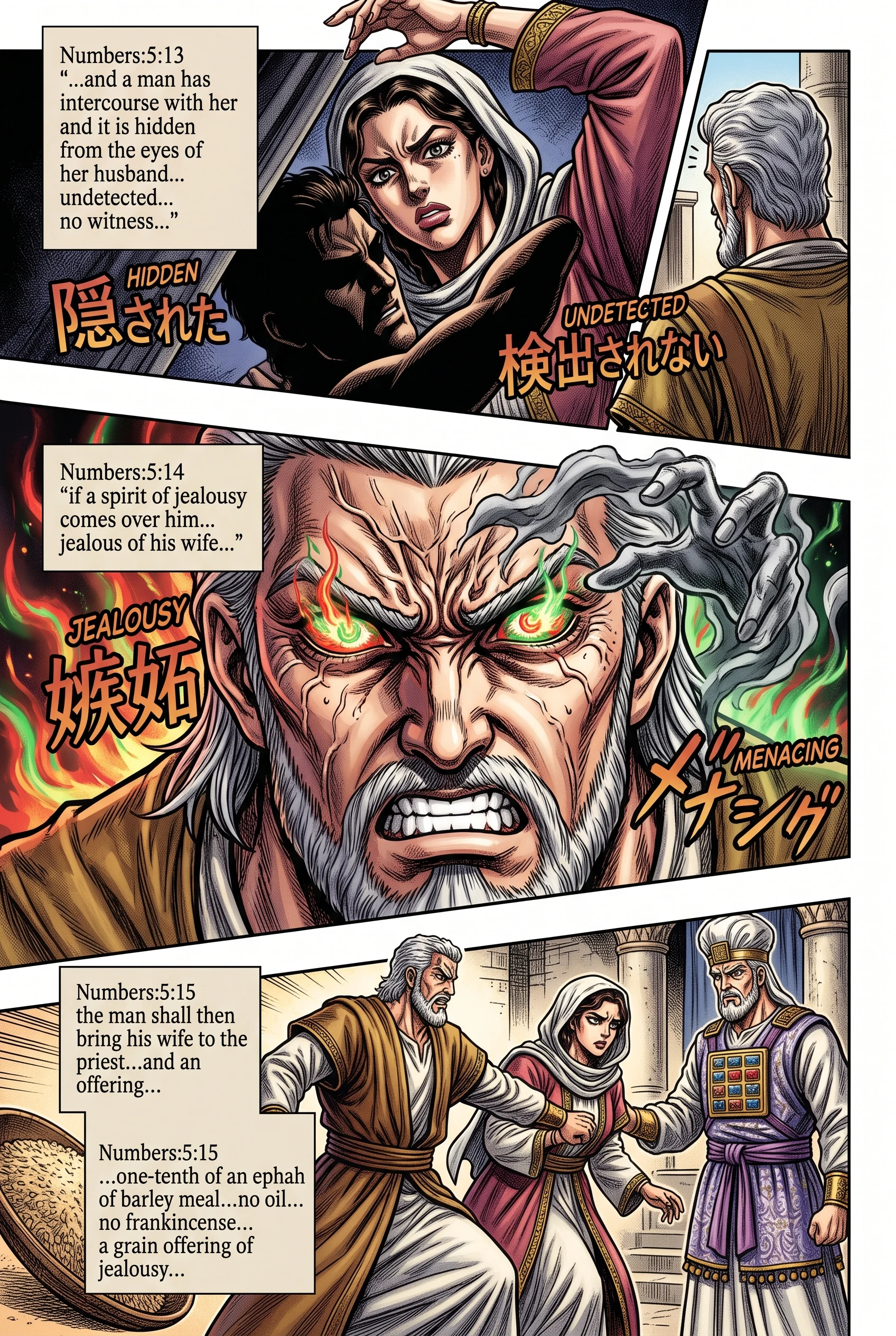 Numbers 5 illustration: A Jealous Husband Brings His Wife
