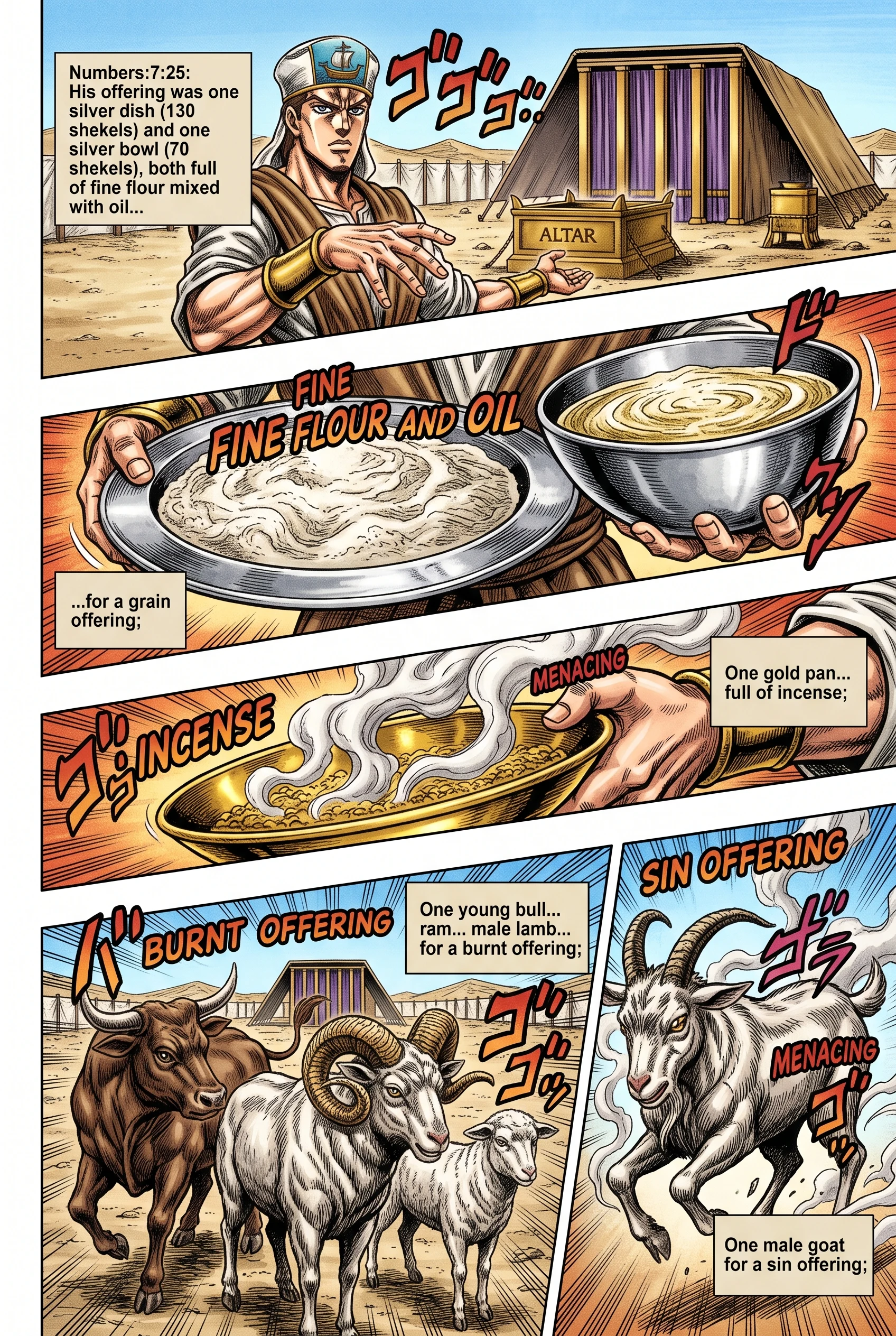 Numbers 7 illustration: Eliab of Zebulun Presents His Offering