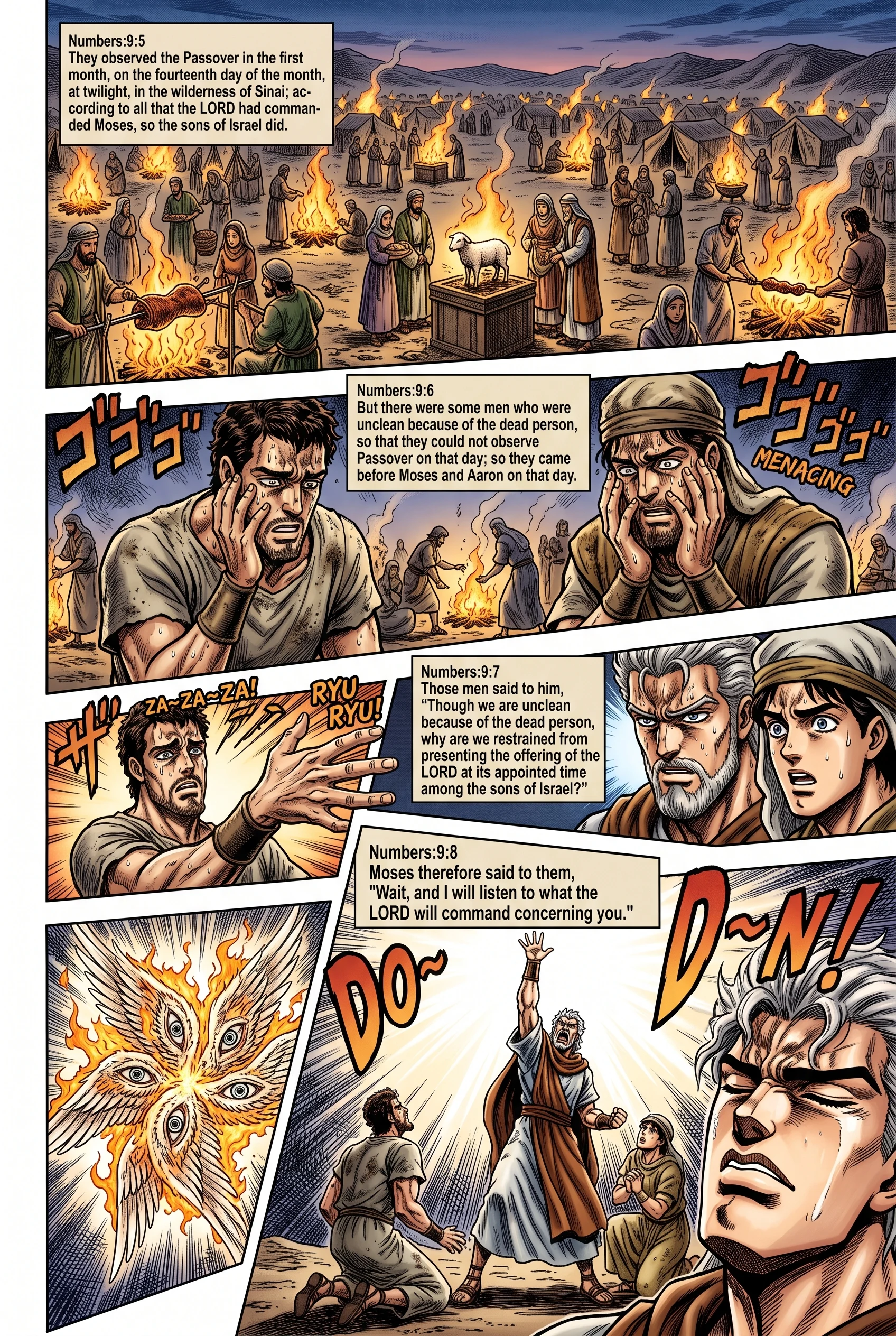Numbers 9 illustration: Unclean Men Inquire About Keeping Passover