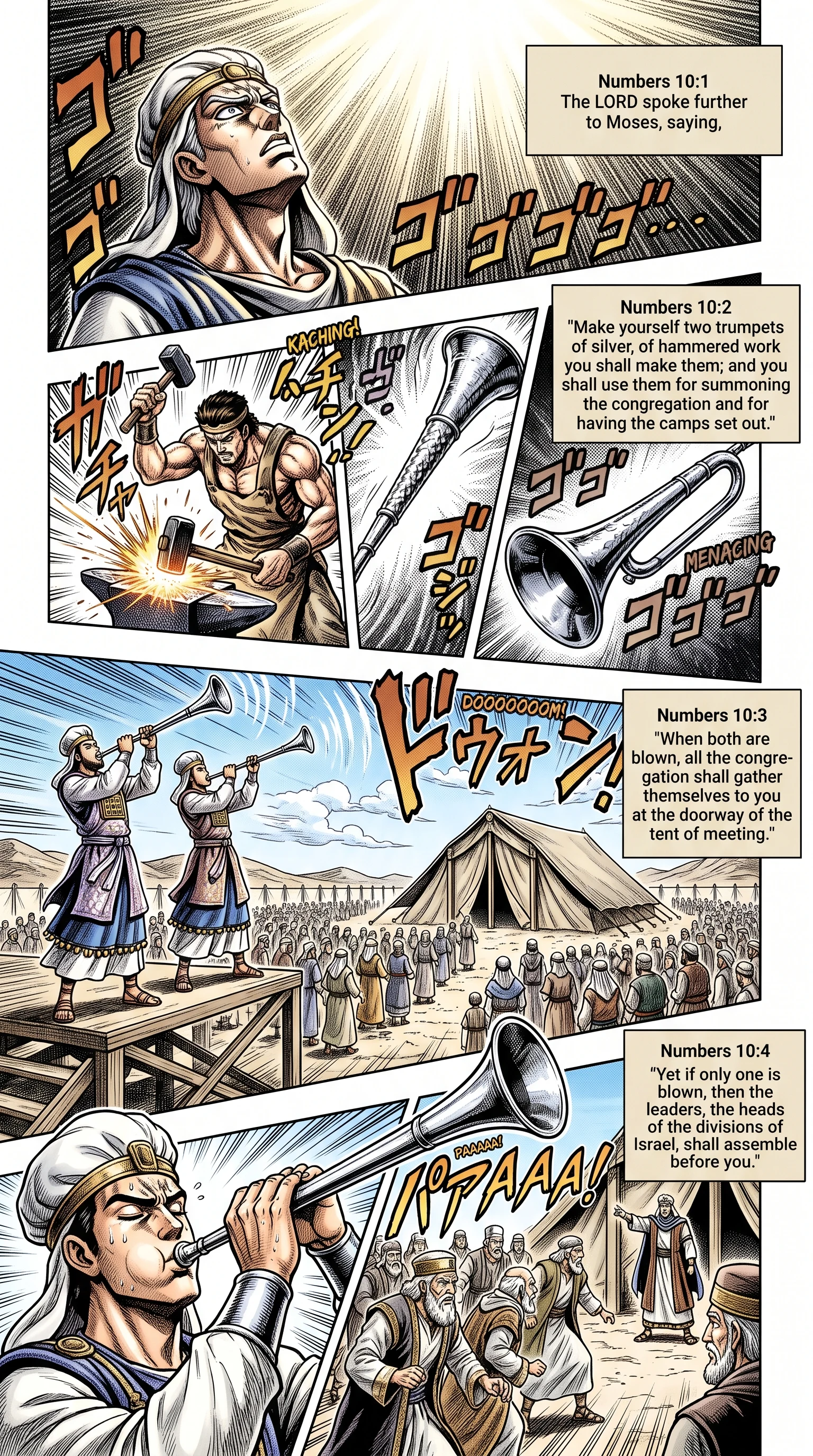 Numbers 10 illustration: The Lord Commands Two Silver Trumpets