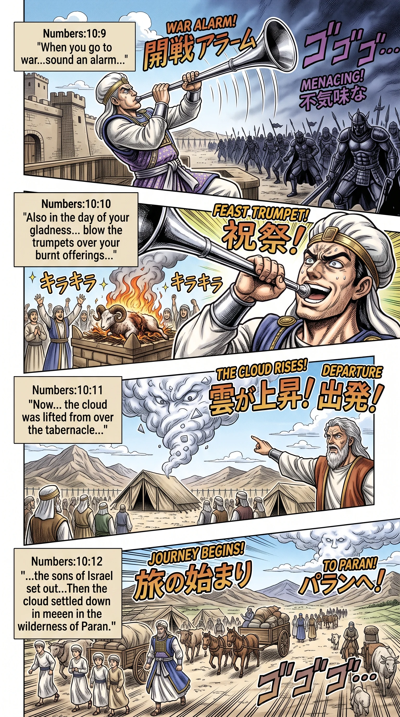 Numbers 10 illustration: Trumpets for Warfare and Sacred Feasts