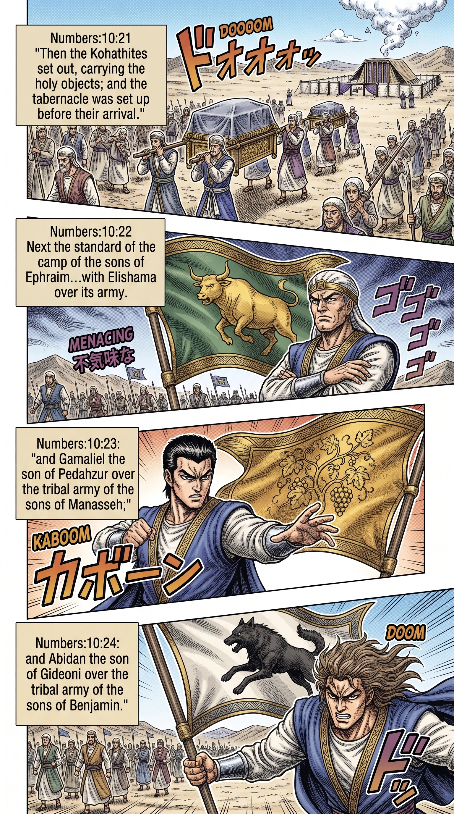 Numbers 10 illustration: Kohathites and Camp of Ephraim Advance