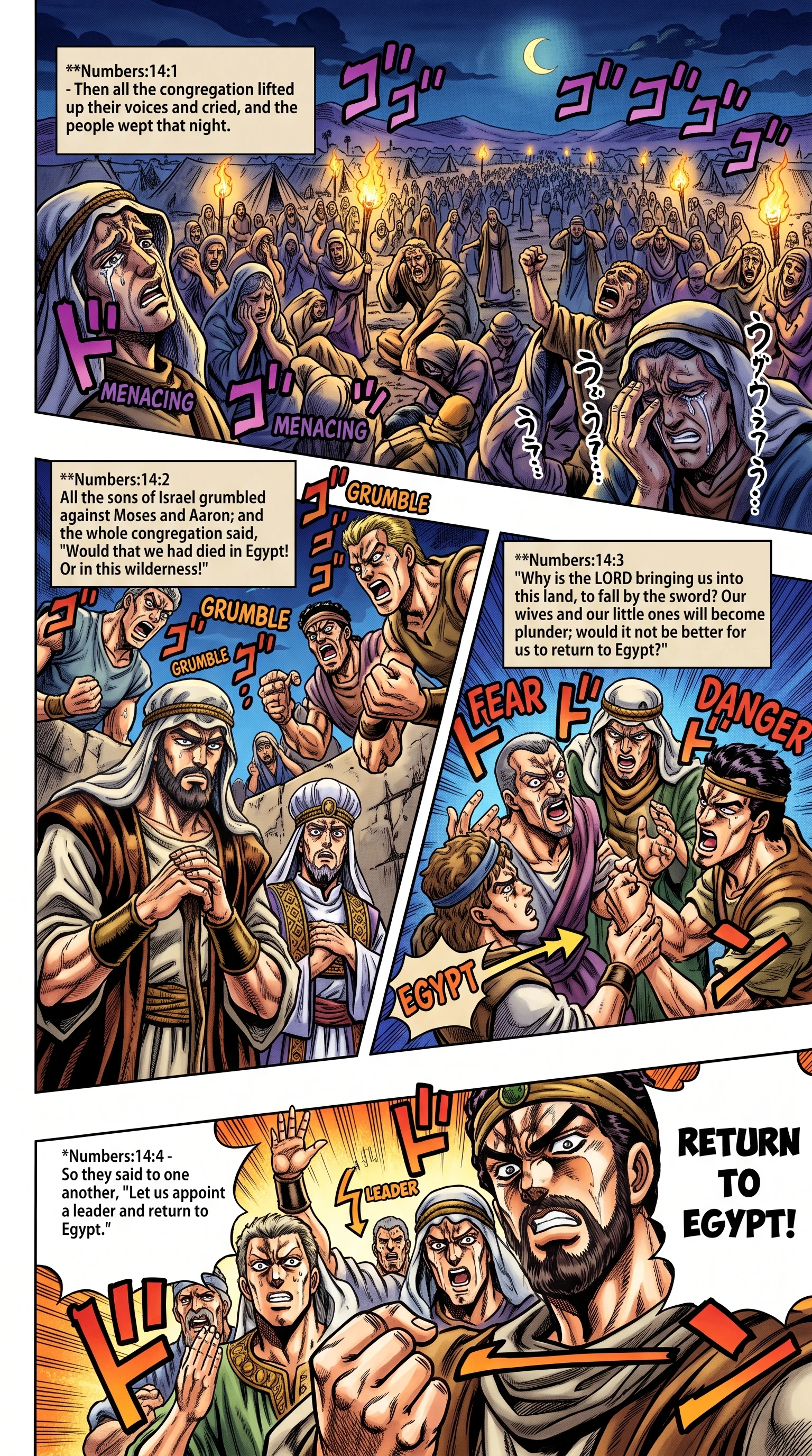 Numbers 14 illustration: The People Rebel and Demand Egypt