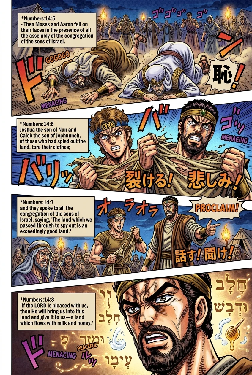 Numbers 14 illustration: Joshua and Caleb Plead with Israel