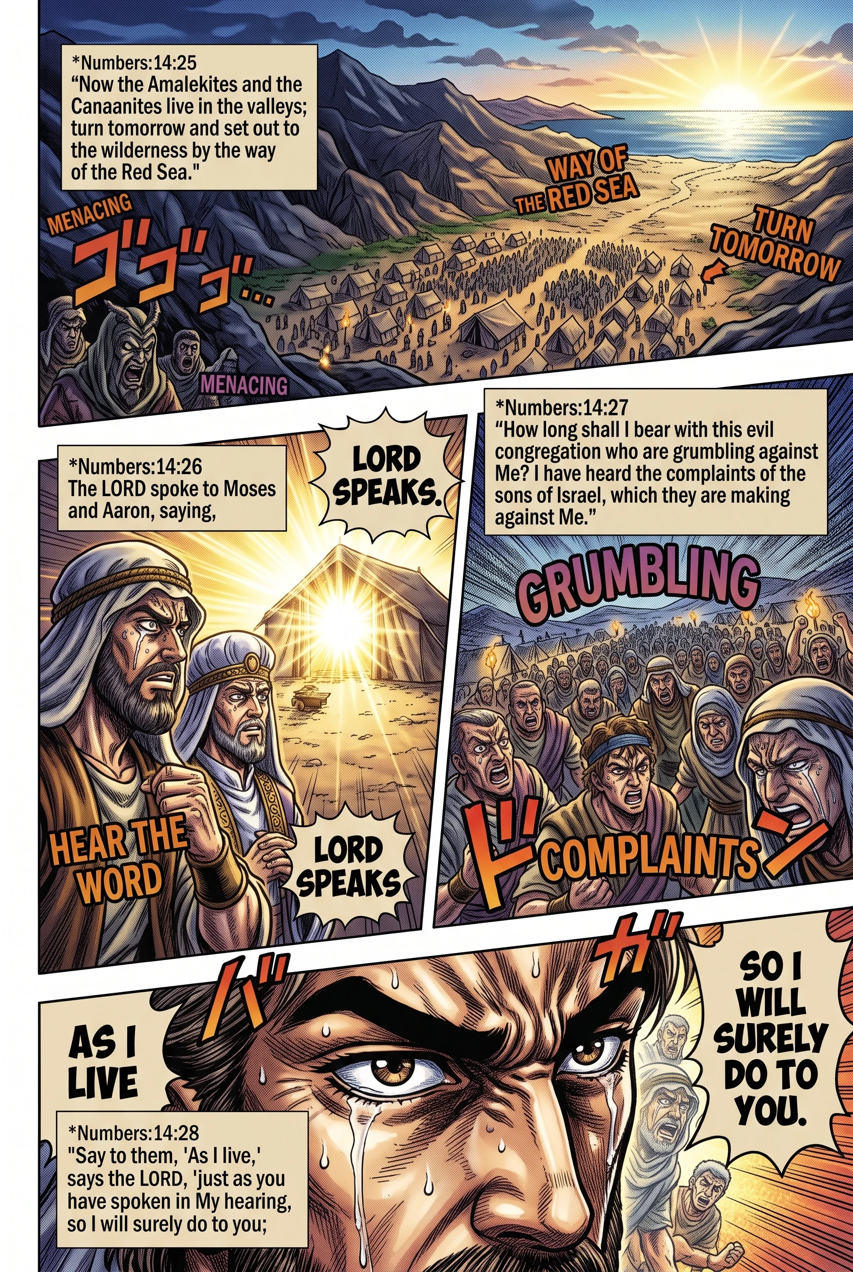 Numbers 14 illustration: The Lord Rebukes the Complaining Congregation