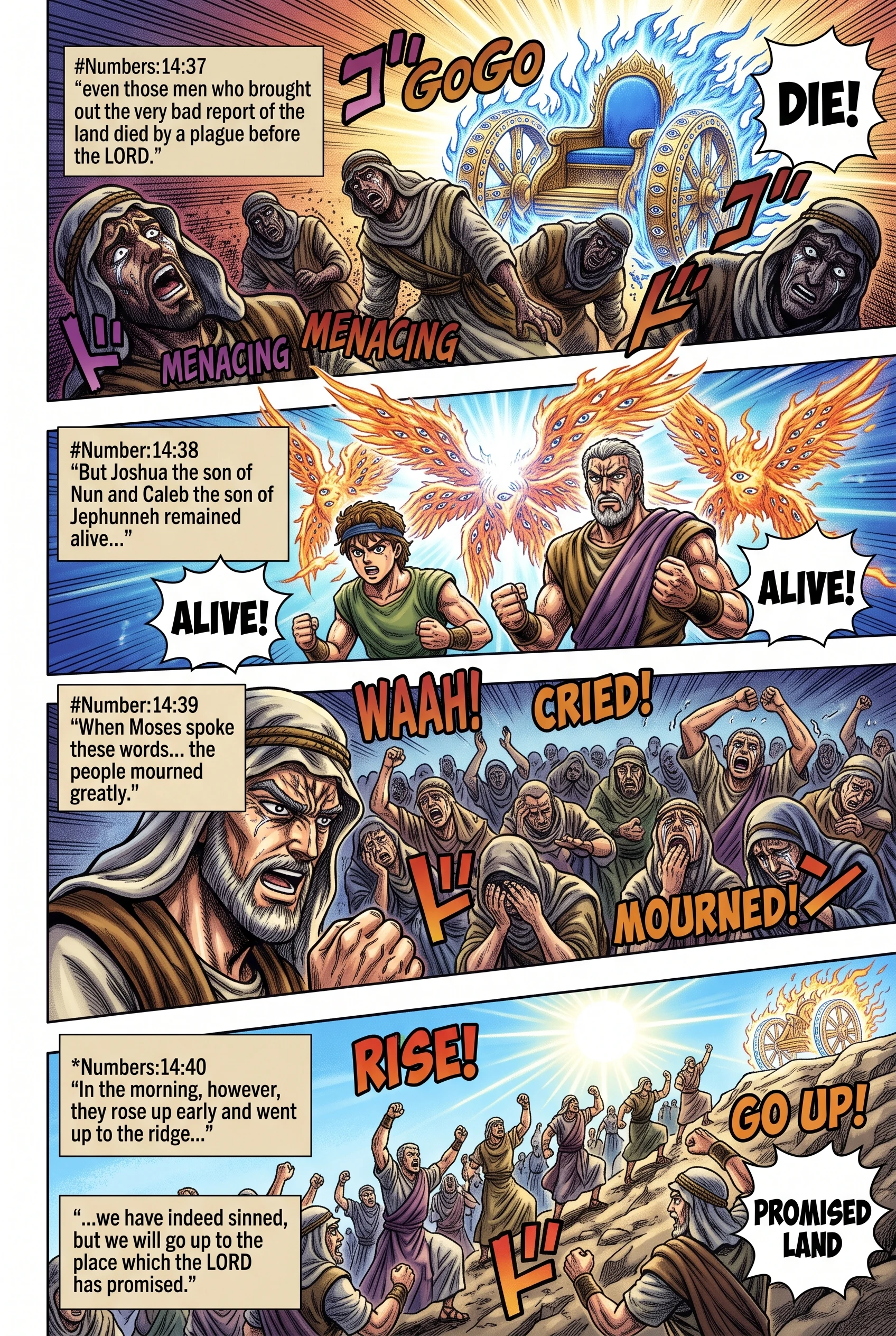 Numbers 14 illustration: Ten Spies Die and Israel Mourns
