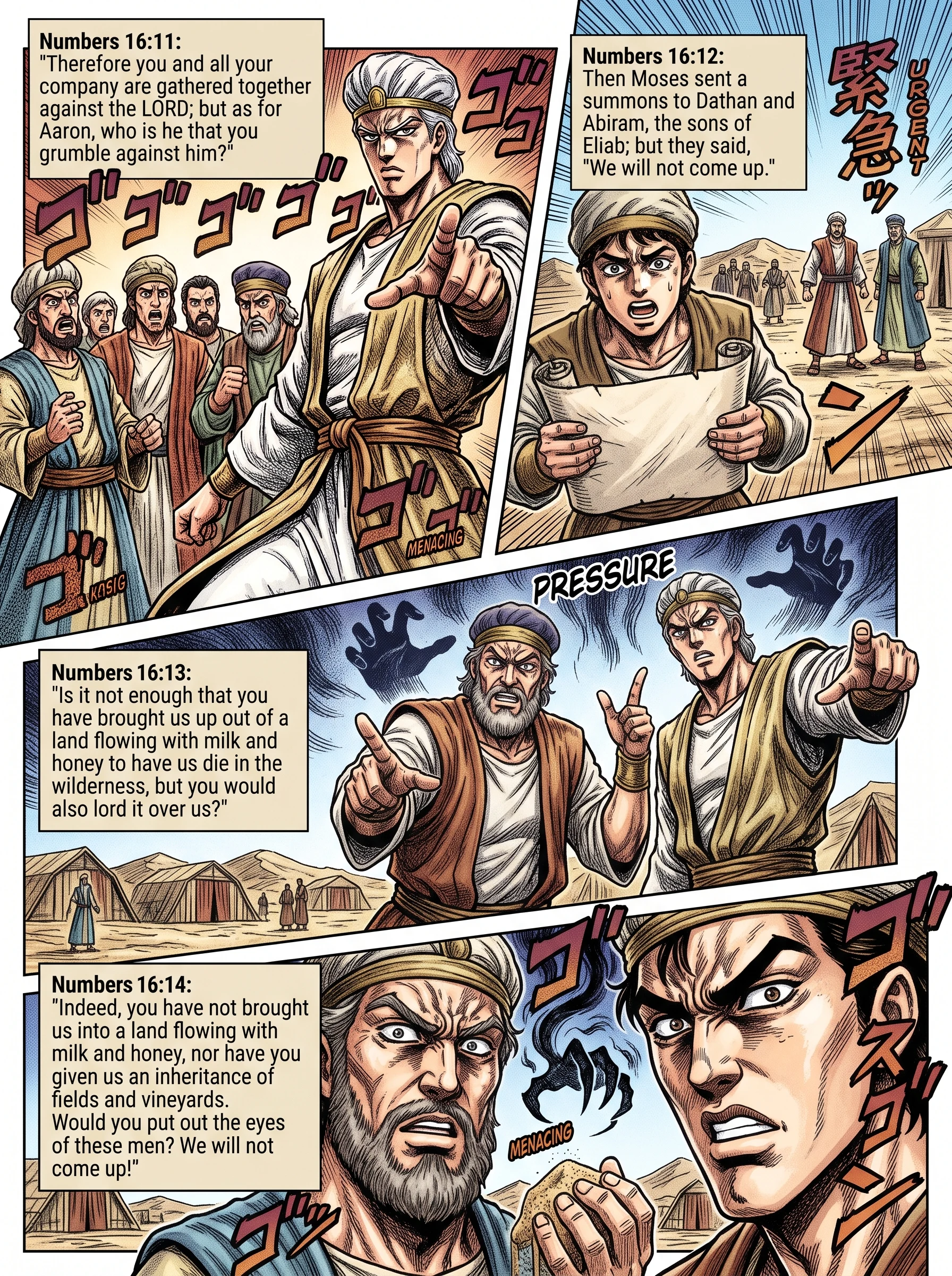 Numbers 16 illustration: Dathan and Abiram Refuse Moses' Summons