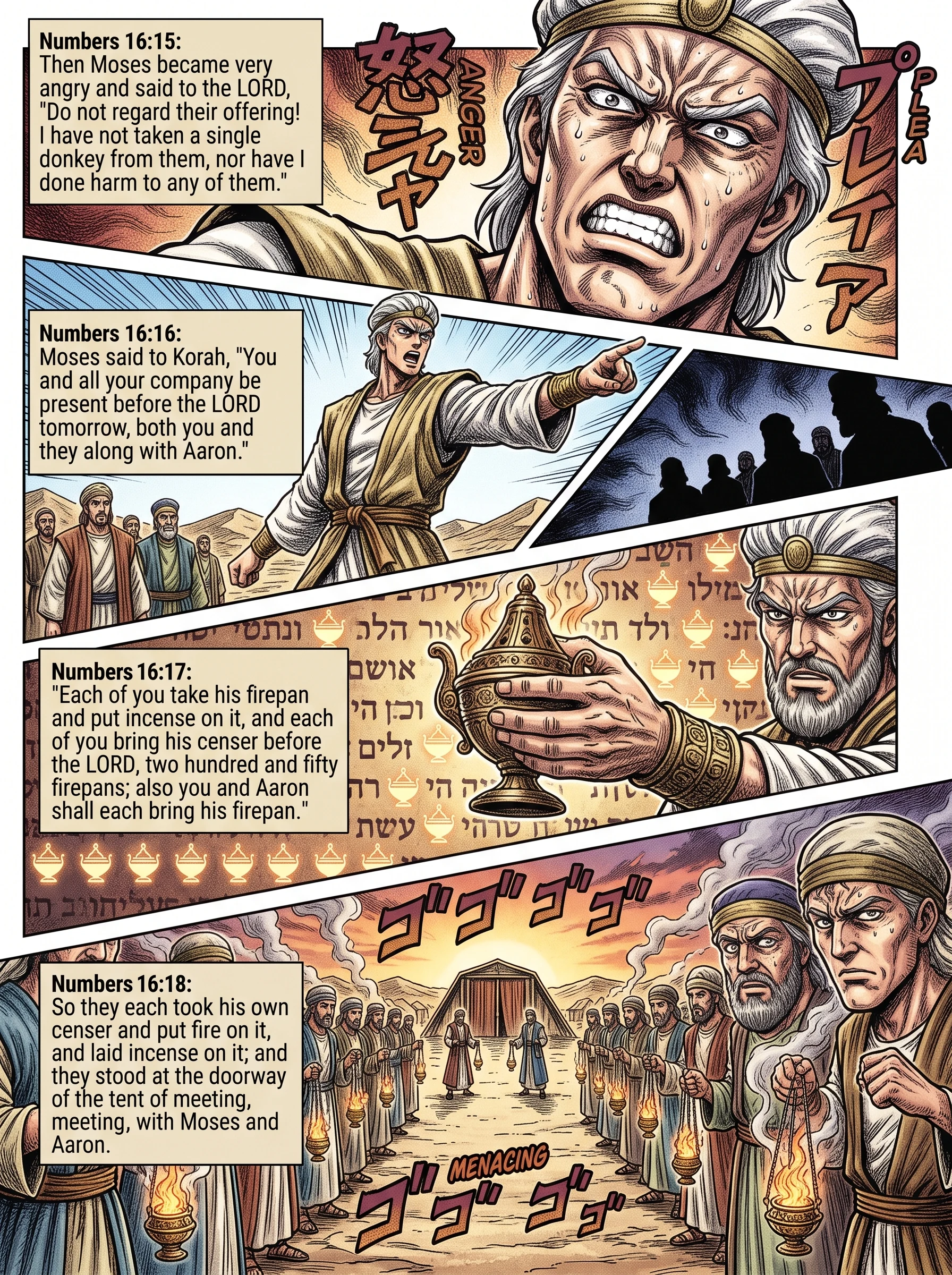 Numbers 16 illustration: Rebels Commanded to Bring Censers Tomorrow