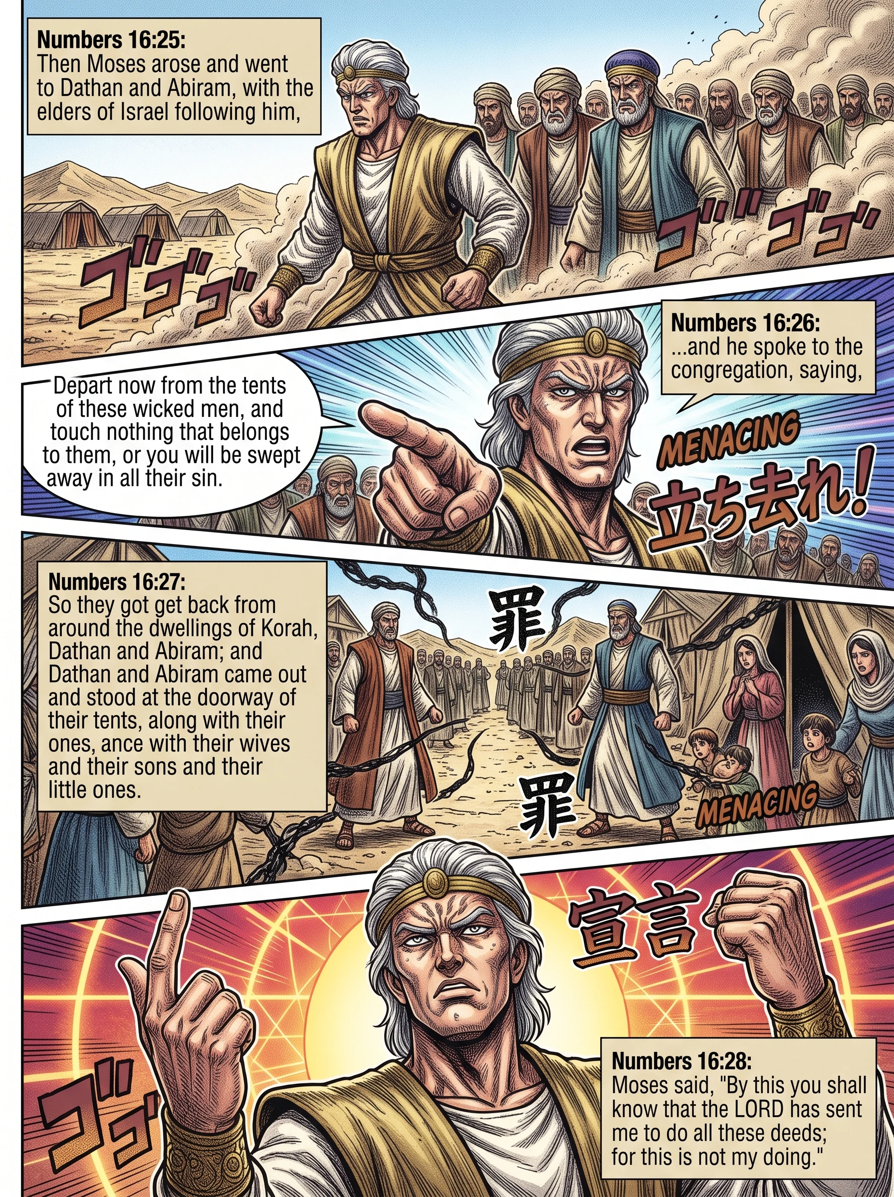 Numbers 16 illustration: The Congregation Departs from Rebels' Tents