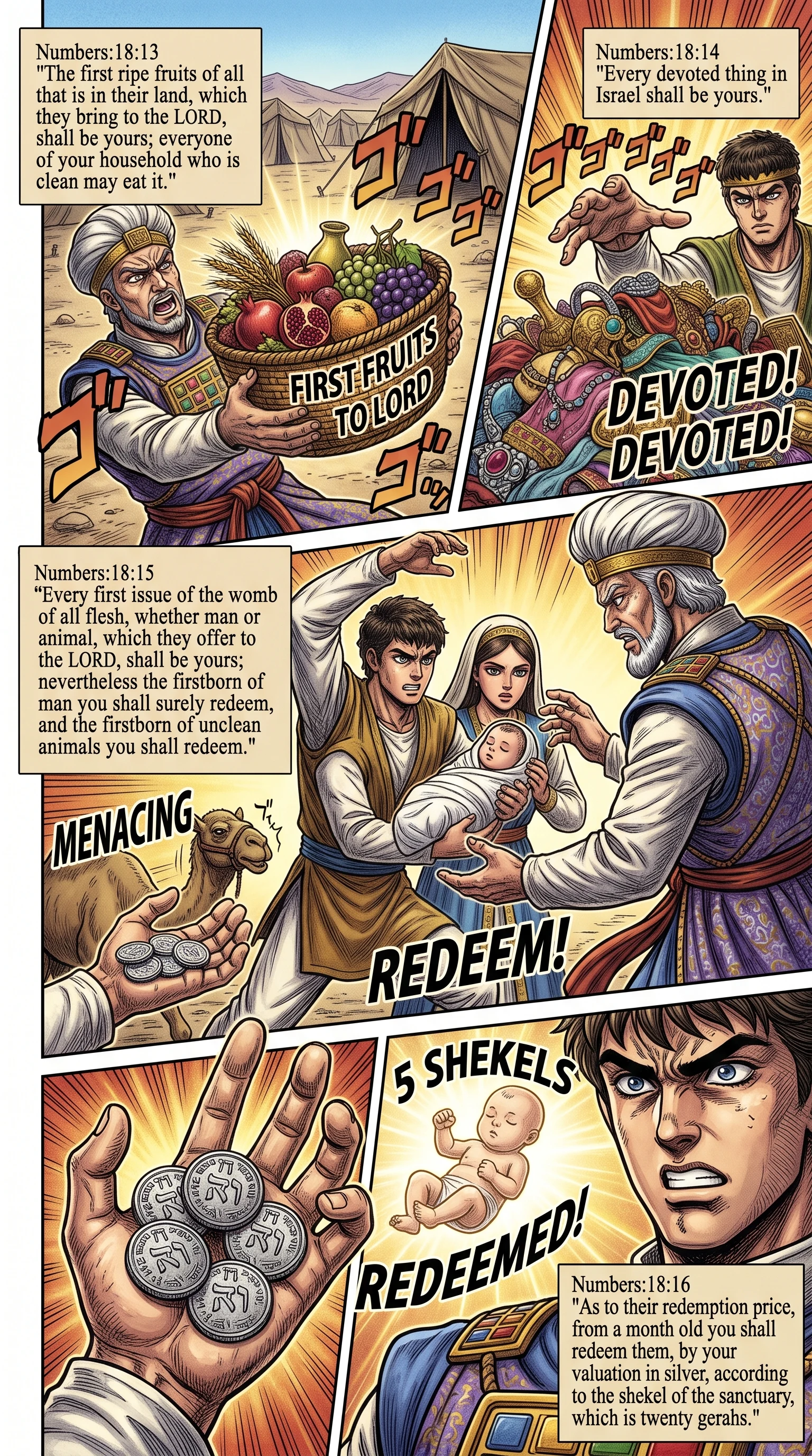 Numbers 18 illustration: Firstfruits and Devoted Things for Priests