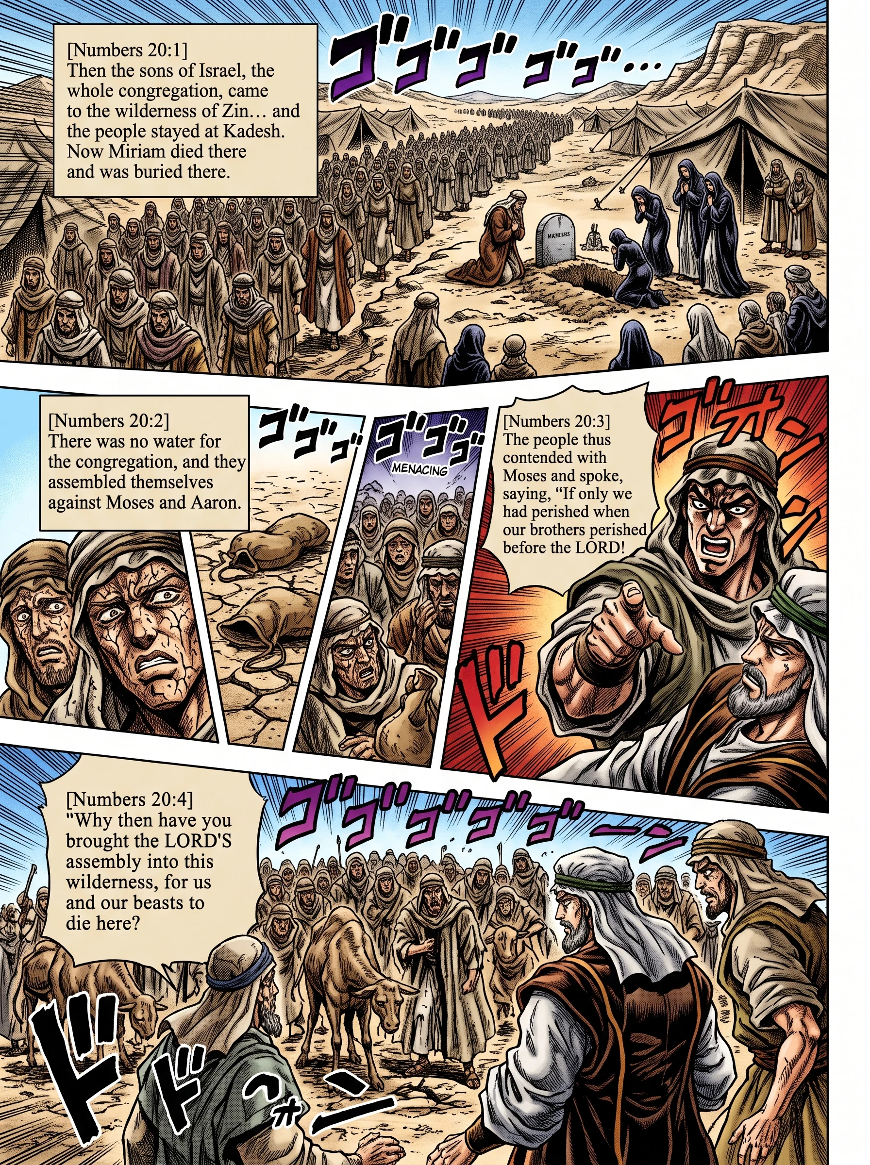 Numbers 20 illustration: Miriam Dies and Israel Craves Water