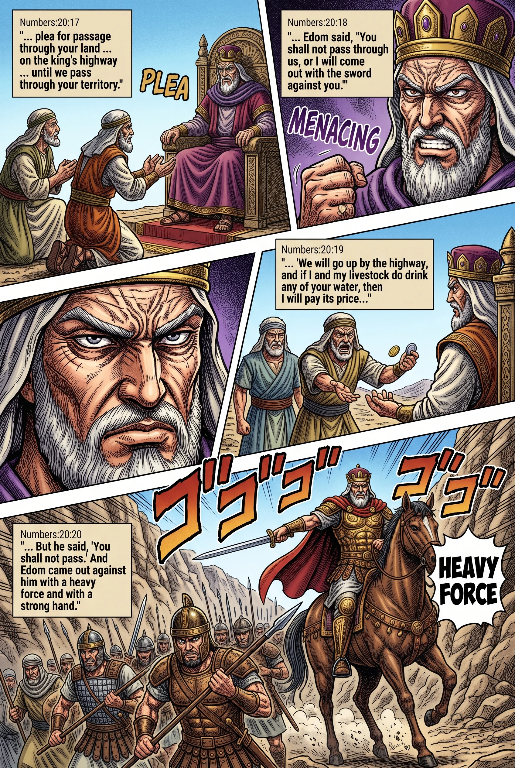 Numbers 20 illustration: Edom Refuses Passage with the Sword