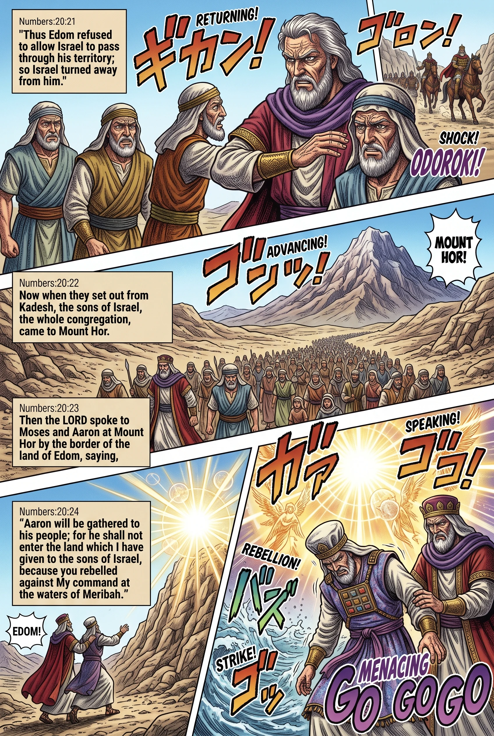 Numbers 20 illustration: Israel Turns Away and Aaron's Sentence