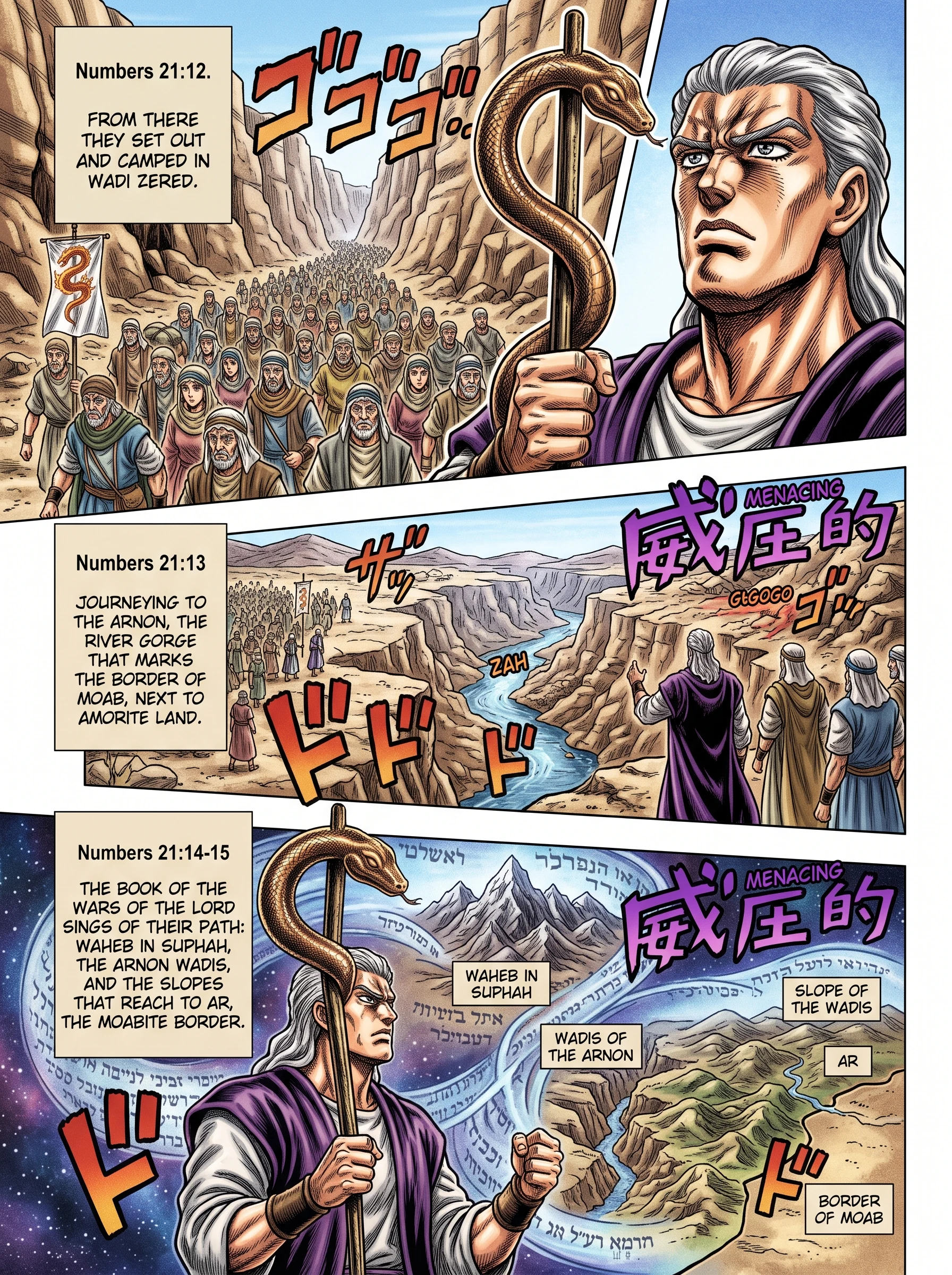 Numbers 21 illustration: Israel Camps Along the Arnon Gorges