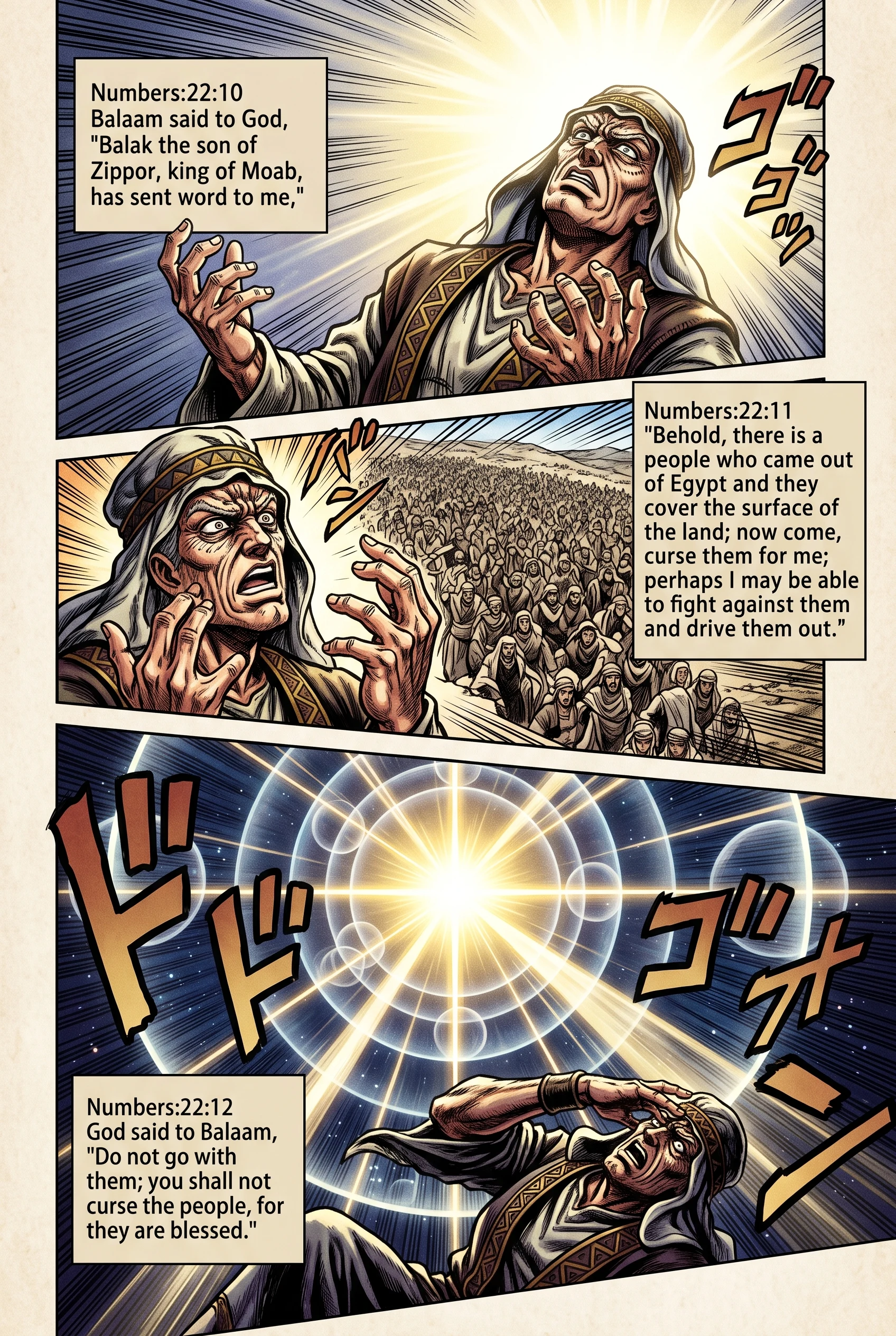 Numbers 22 illustration: God Forbids Balaam from Cursing Israel