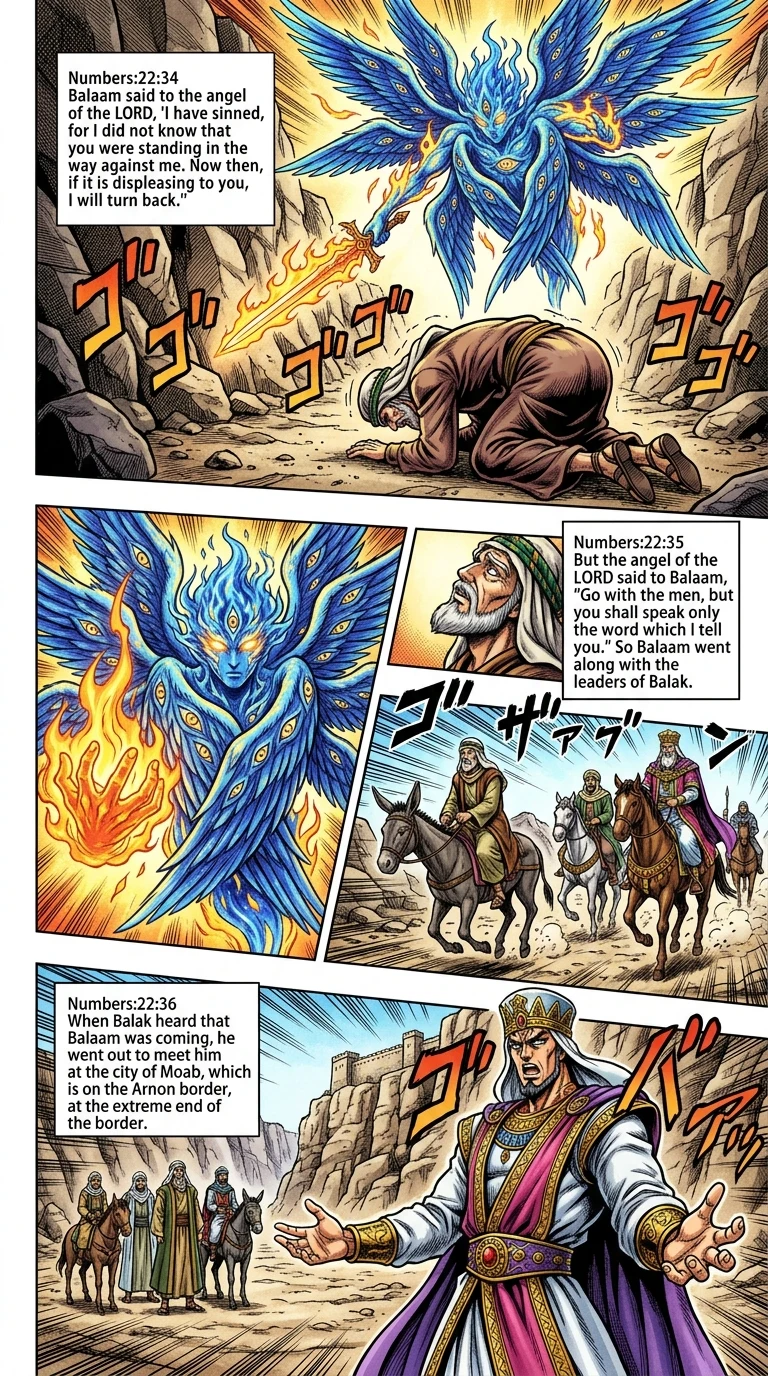 Numbers 22 illustration: Balaam Confesses and Meets King Balak