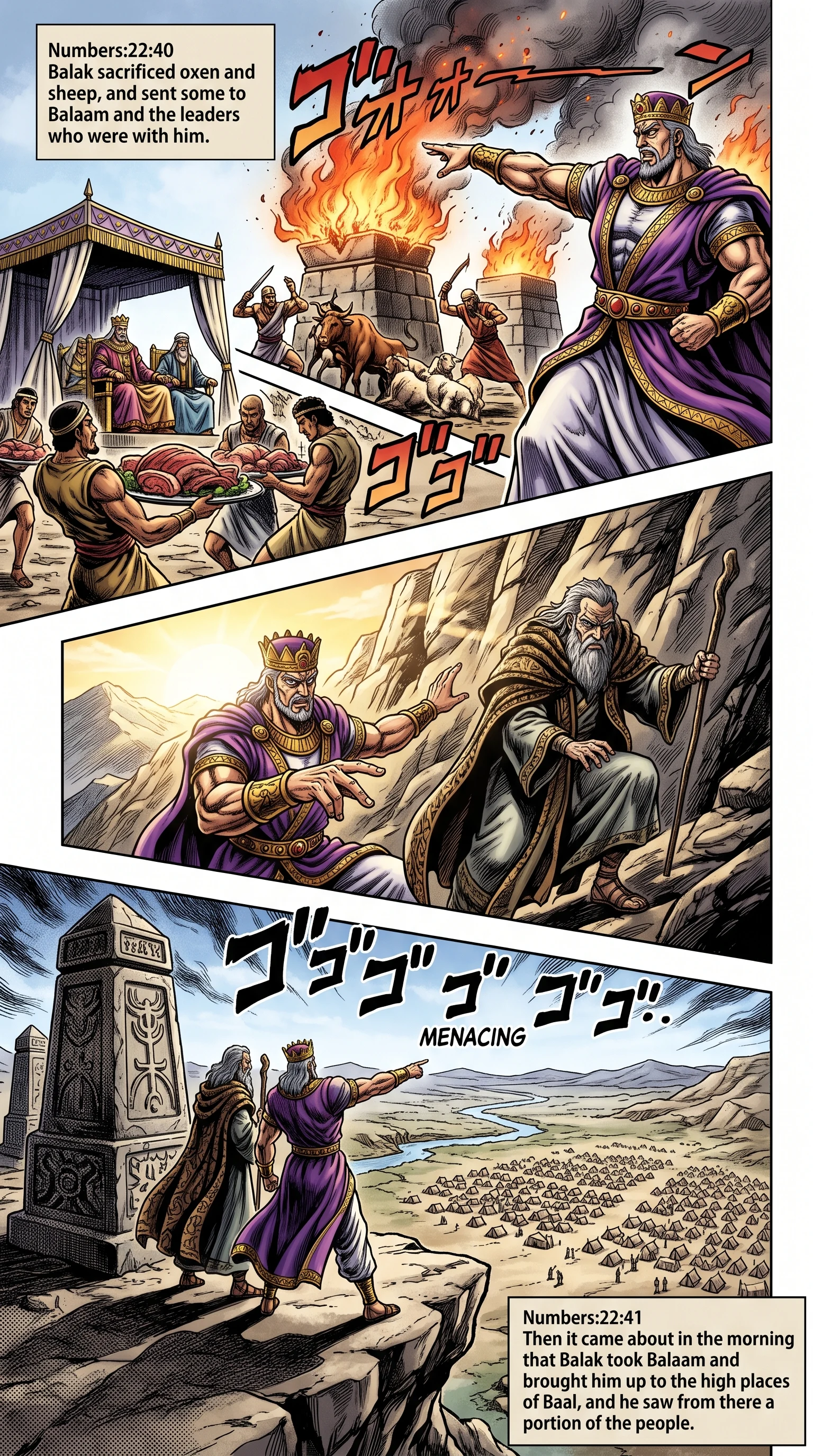 Numbers 22 illustration: Balak Brings Balaam to View Israel