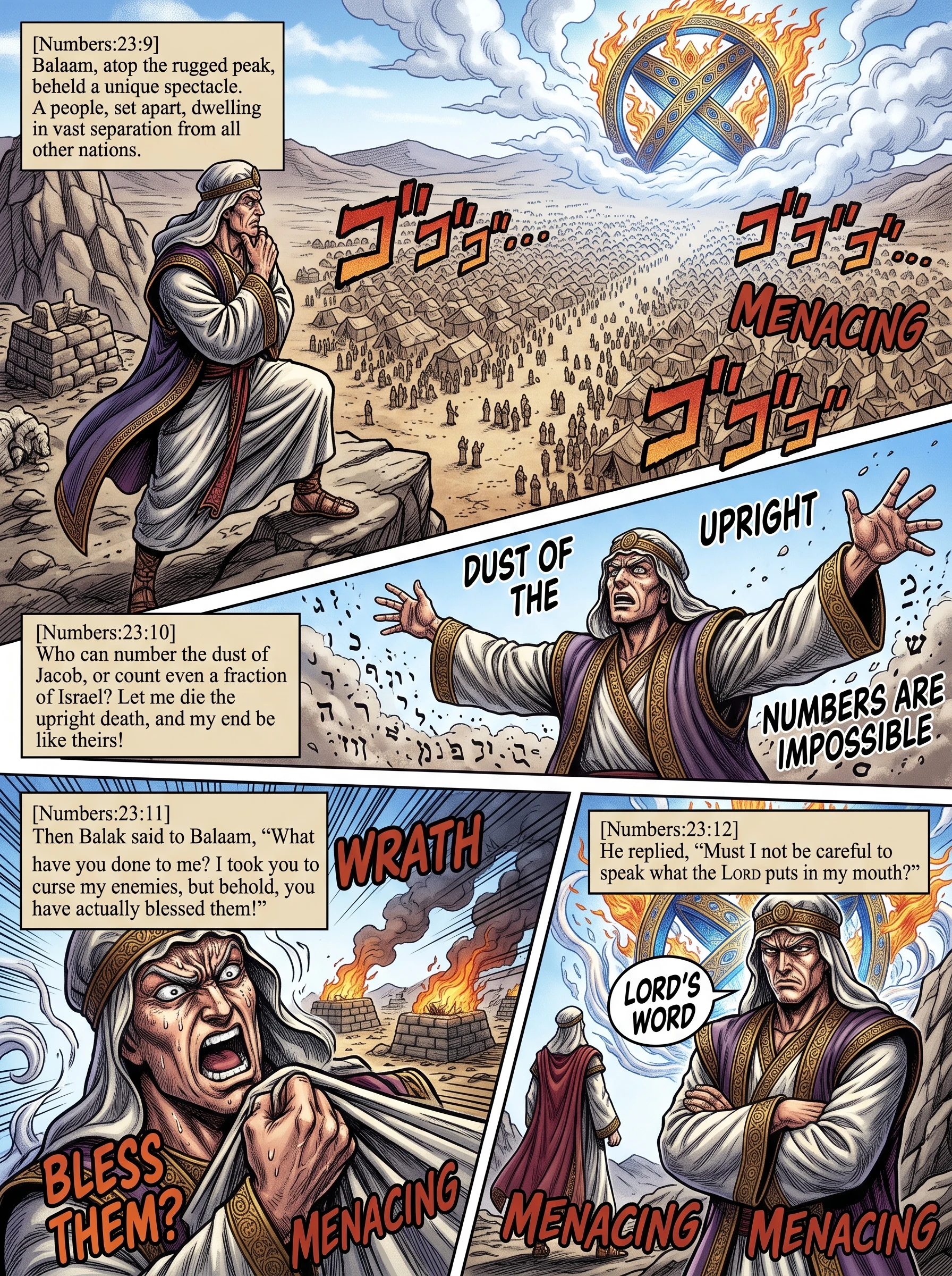 Numbers 23 illustration: Balaam Blesses Israel to Balak's Dismay