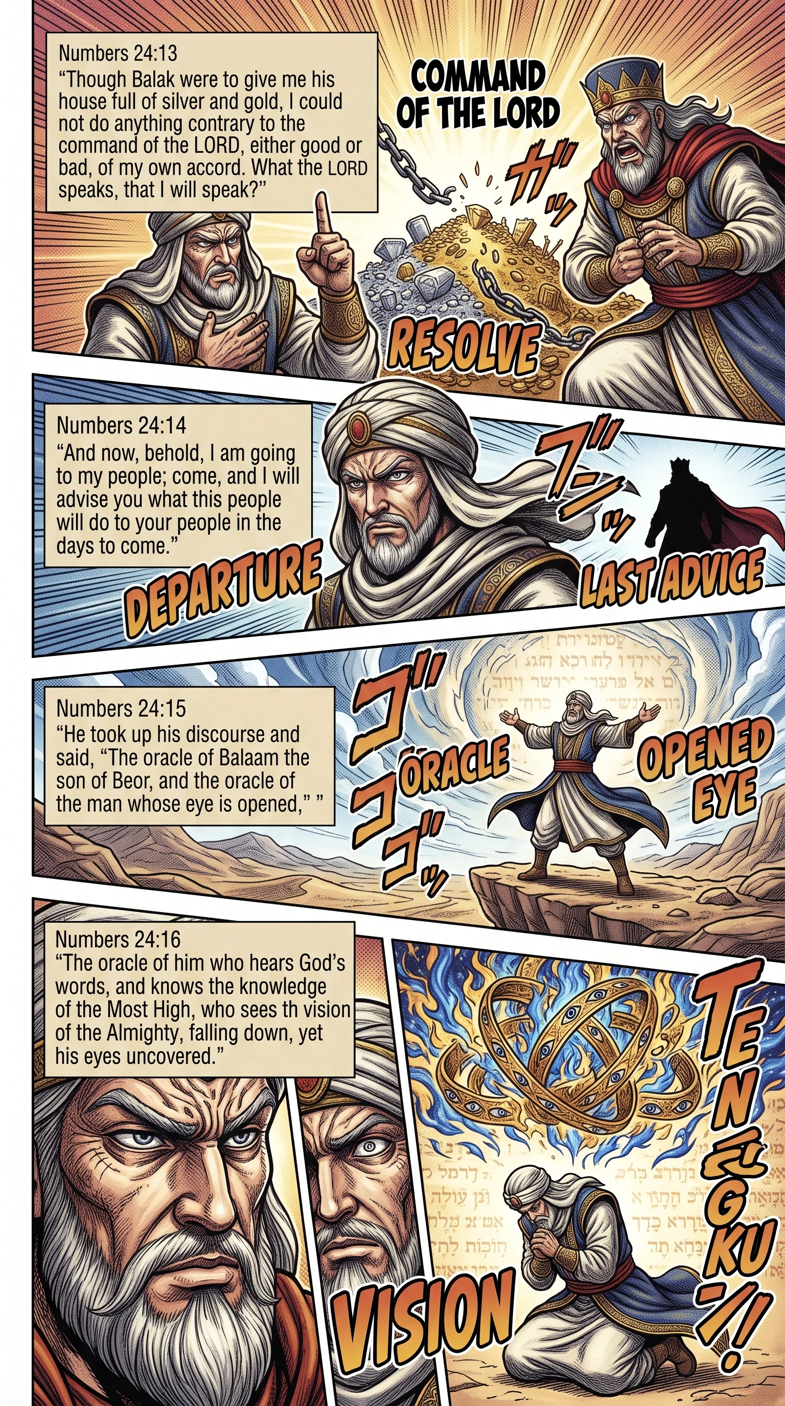 Numbers 24 illustration: Balaam Prepares to Announce Future Events