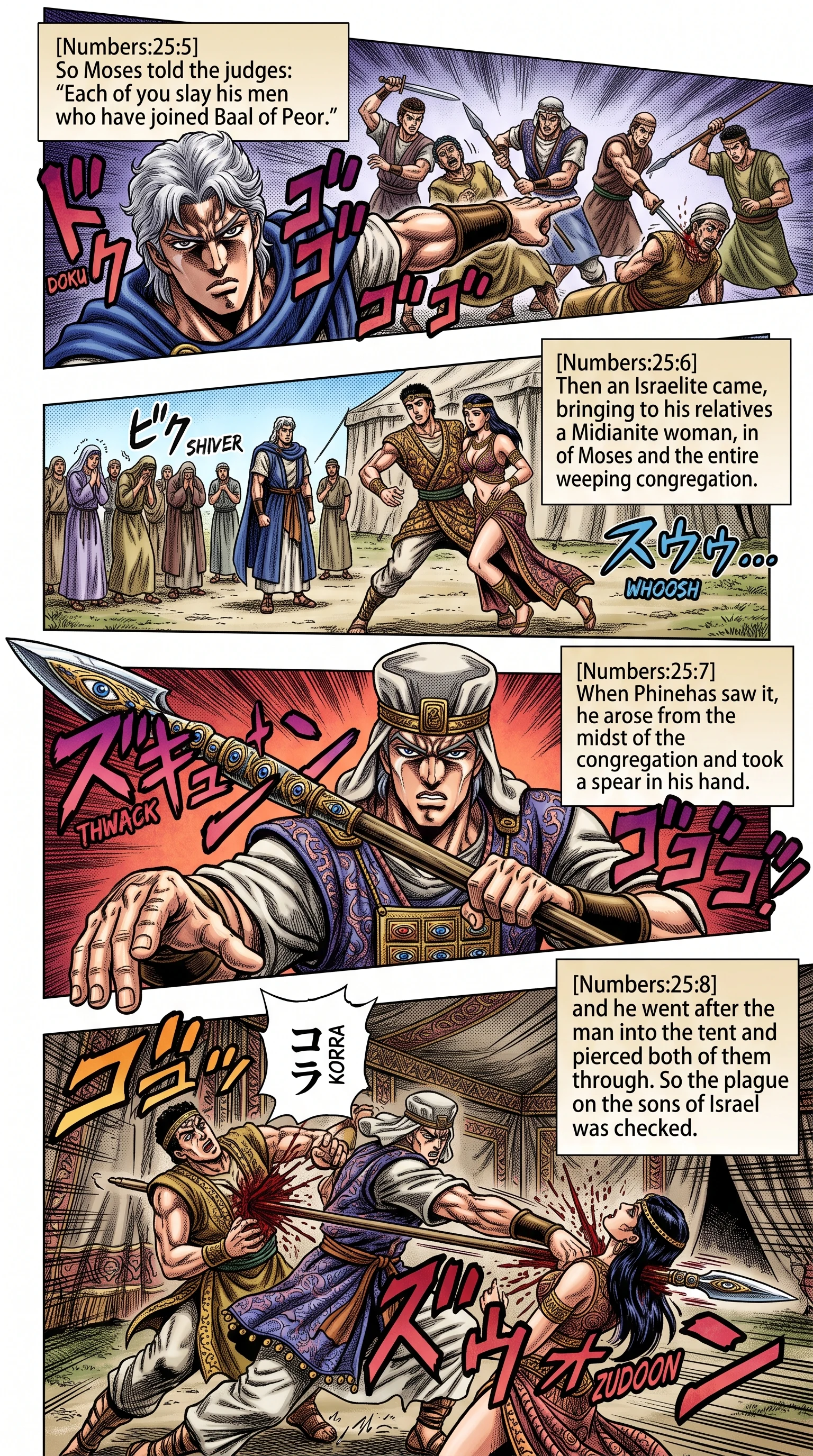 Numbers 25 illustration: Phinehas Strikes Down the Defiant Sinners