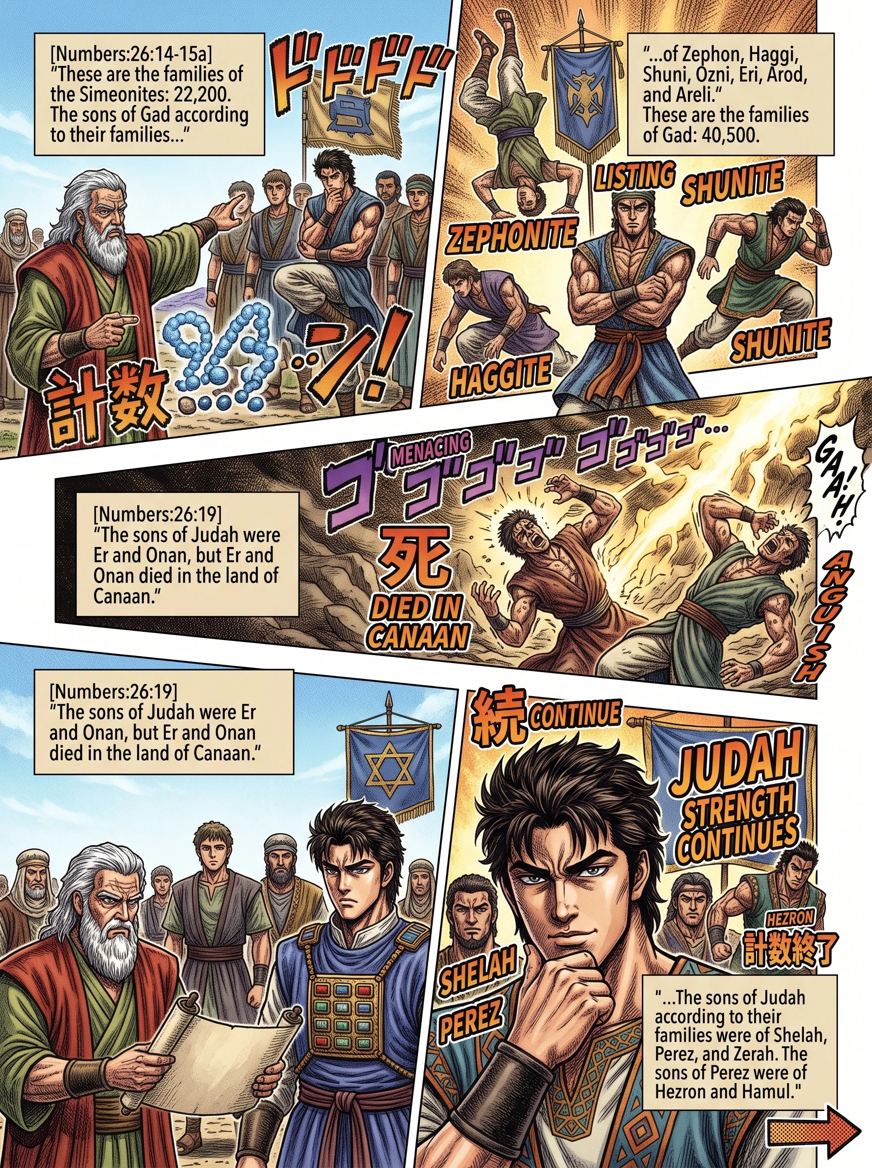Numbers 26 illustration: Census of Gad and Judah's Descendants