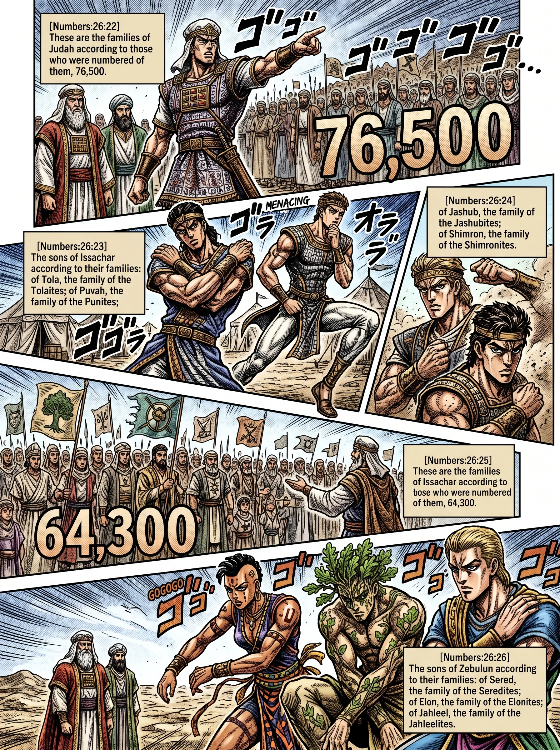 Numbers 26 illustration: Census of Judah Issachar and Zebulun