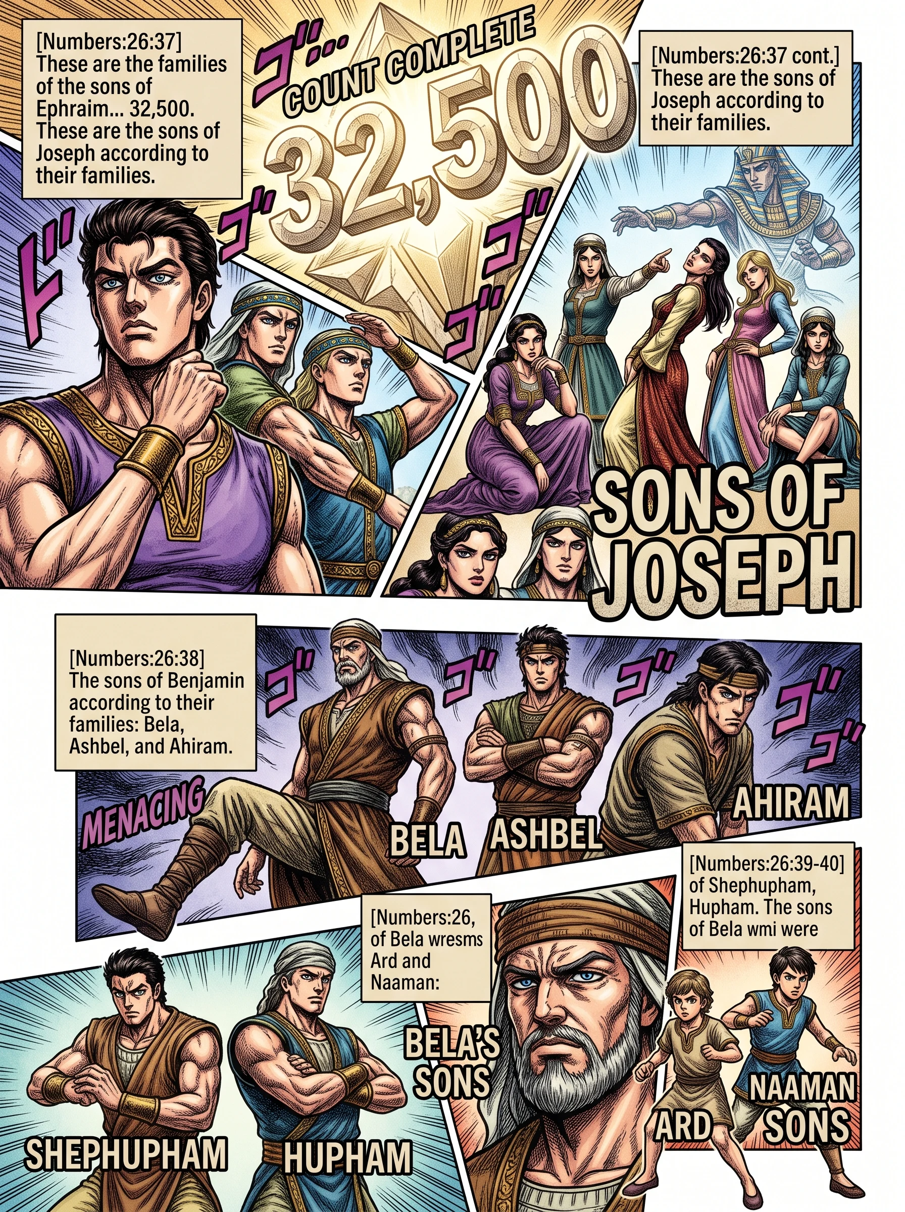 Numbers 26 illustration: Census of Ephraim and Benjamin's Families
