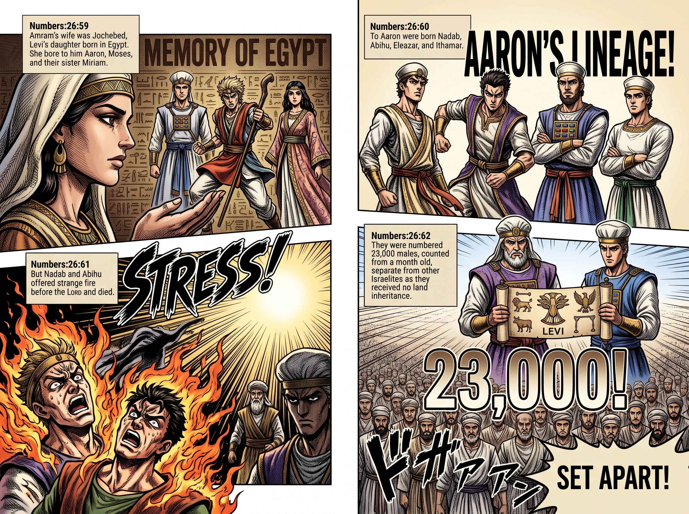 Numbers 26 illustration: Lineage of Moses and Levite Census